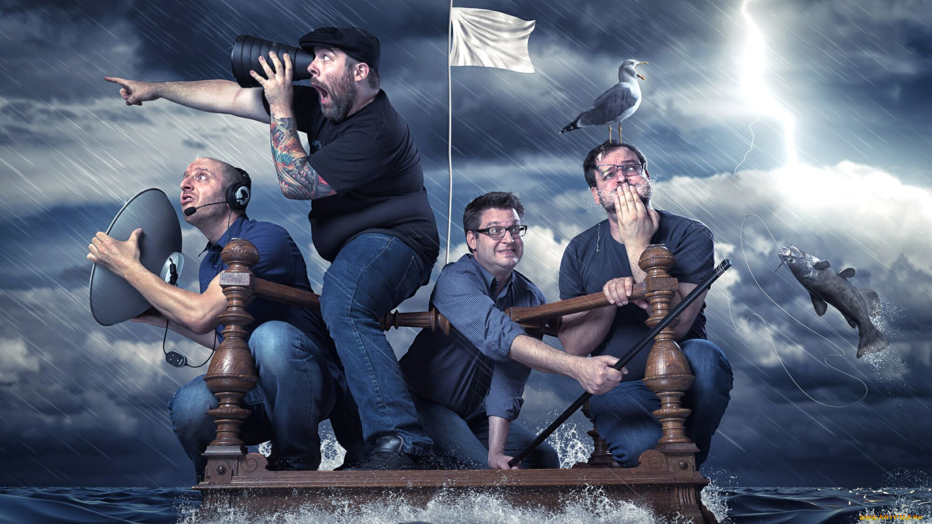 юмор, и, приколы, мужчины, море, стол