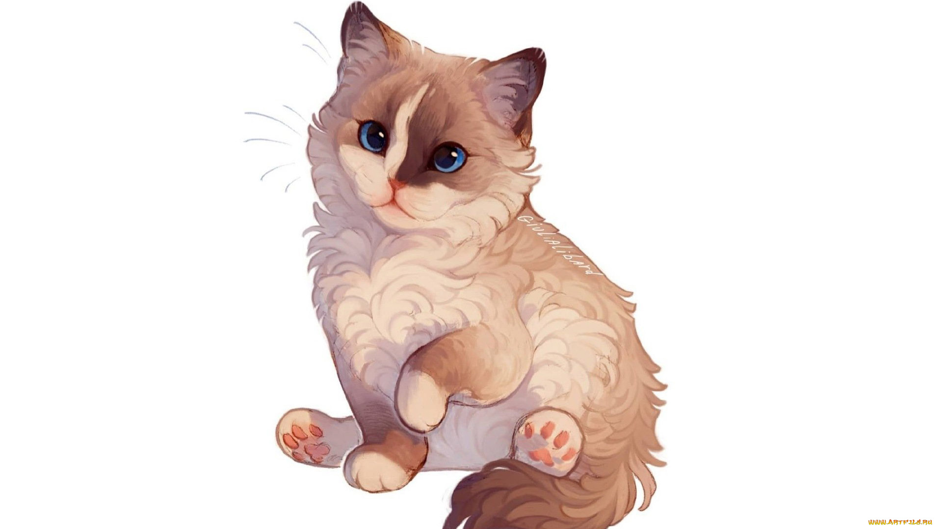 рисованное, животные, , коты, котенок