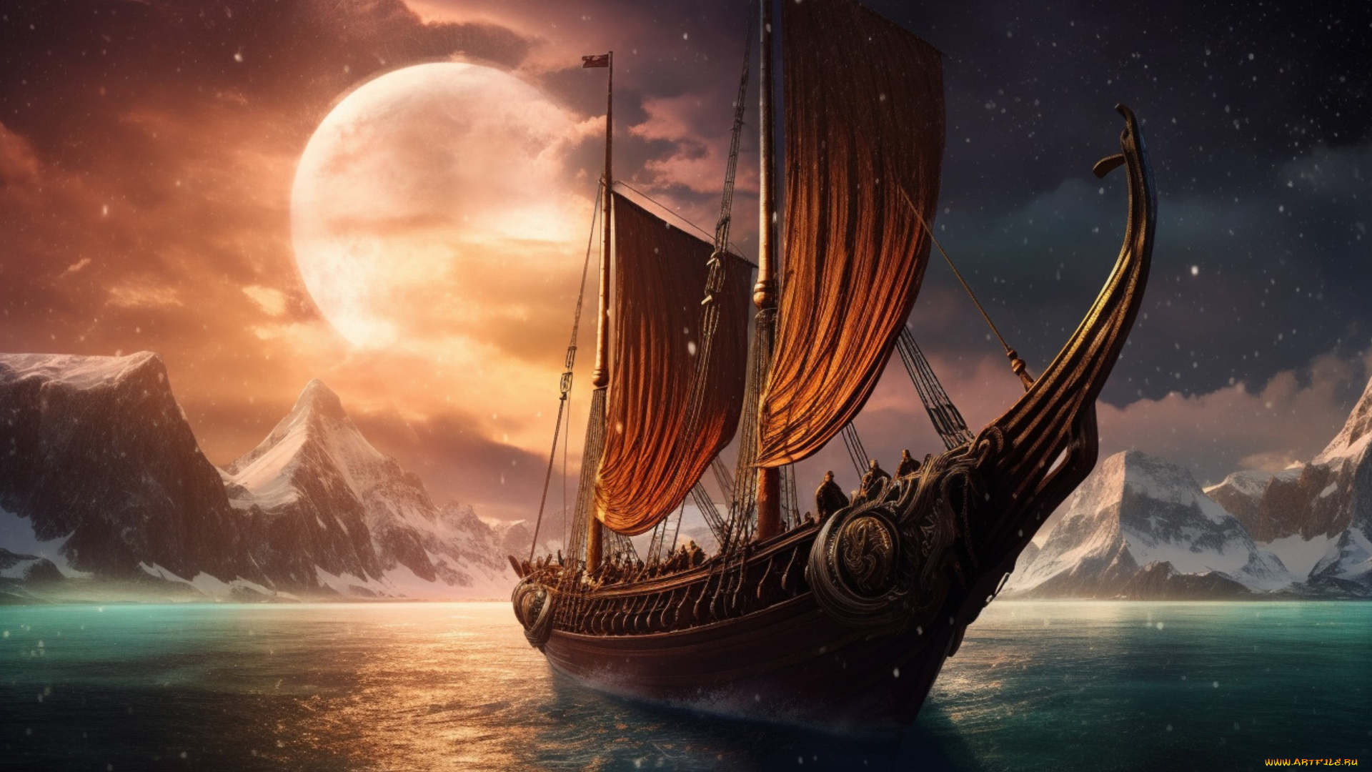 корабли, 3d, вода, корабль, парусник, фэнтези, водоем, судно, плавание, парусное