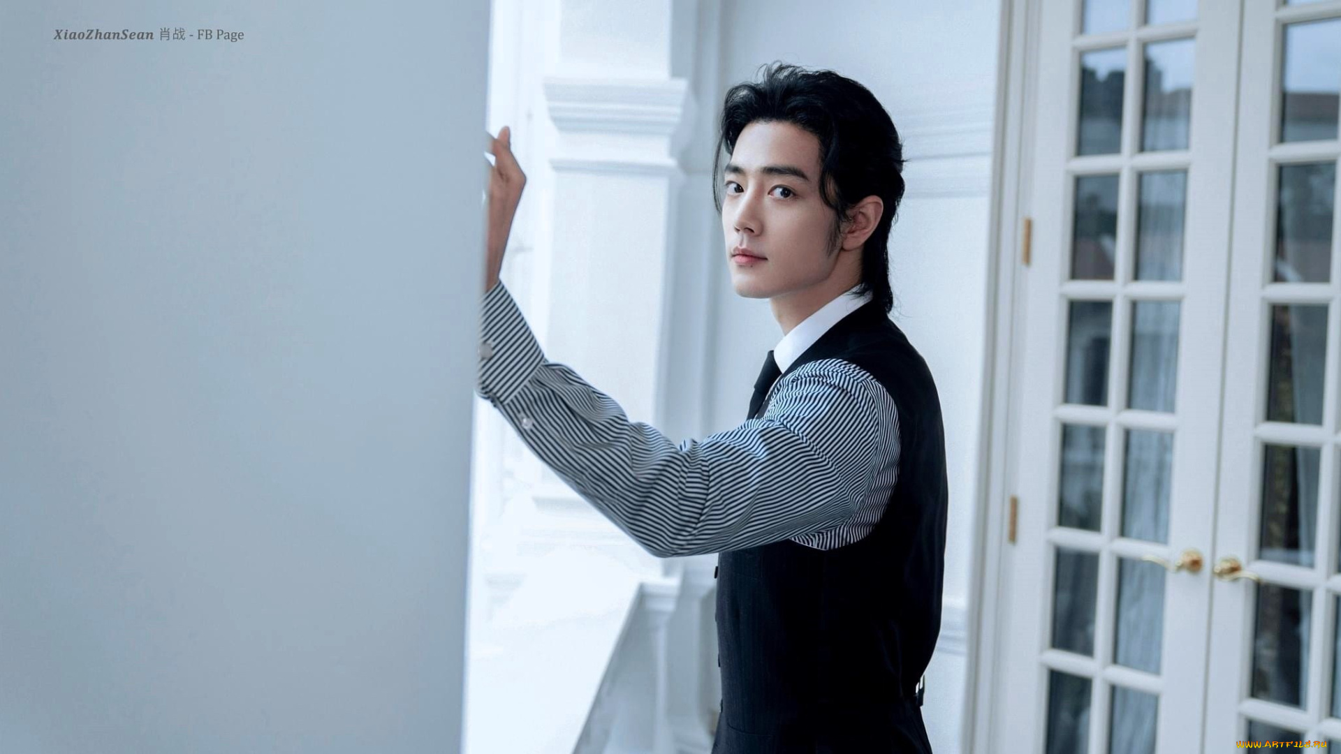 мужчины, xiao, zhan, актер, рубашка, жилет, здание