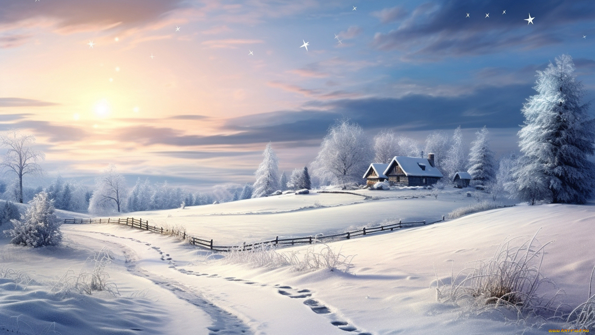 разное, компьютерный, дизайн, зима, снег