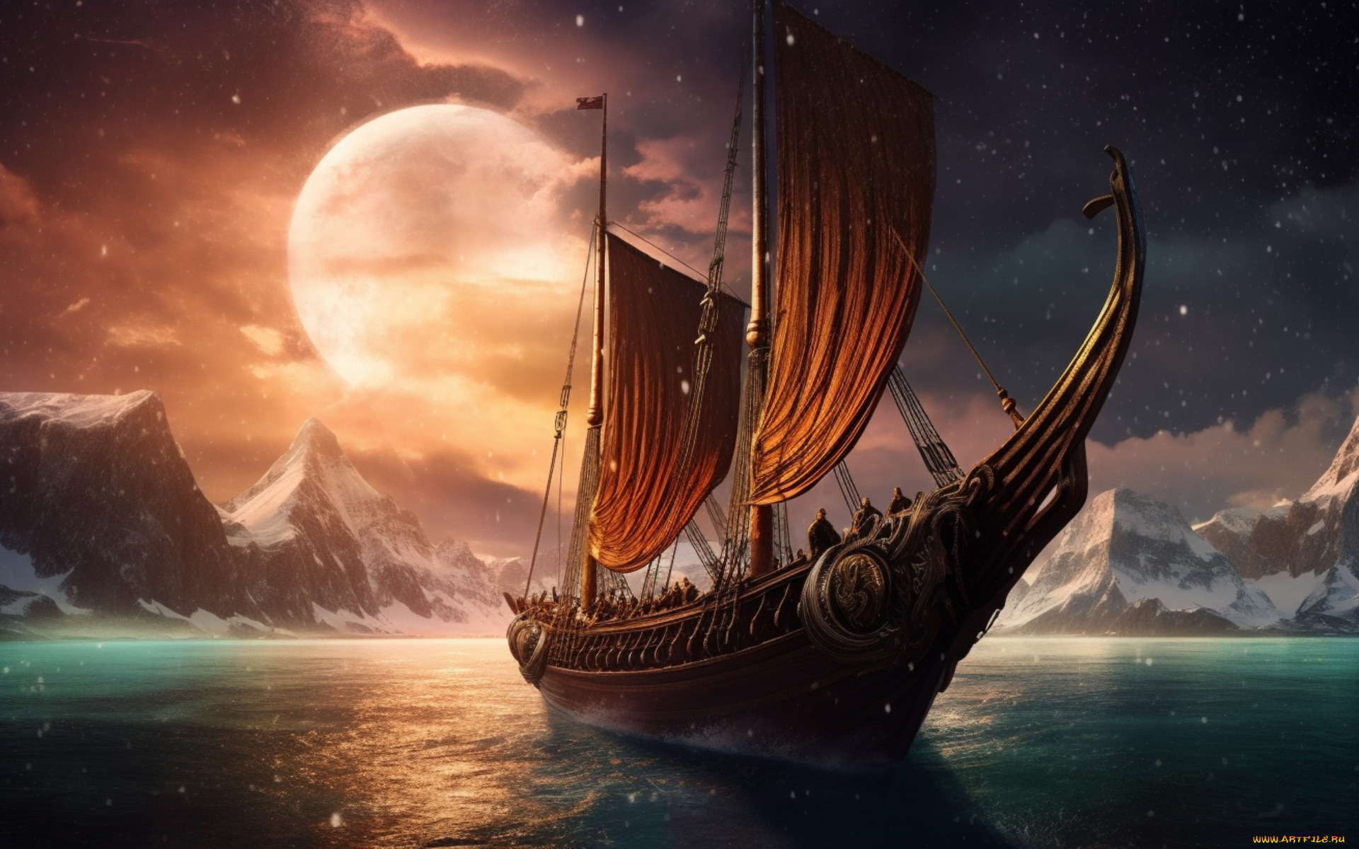 корабли, 3d, вода, корабль, парусник, фэнтези, водоем, судно, плавание, парусное