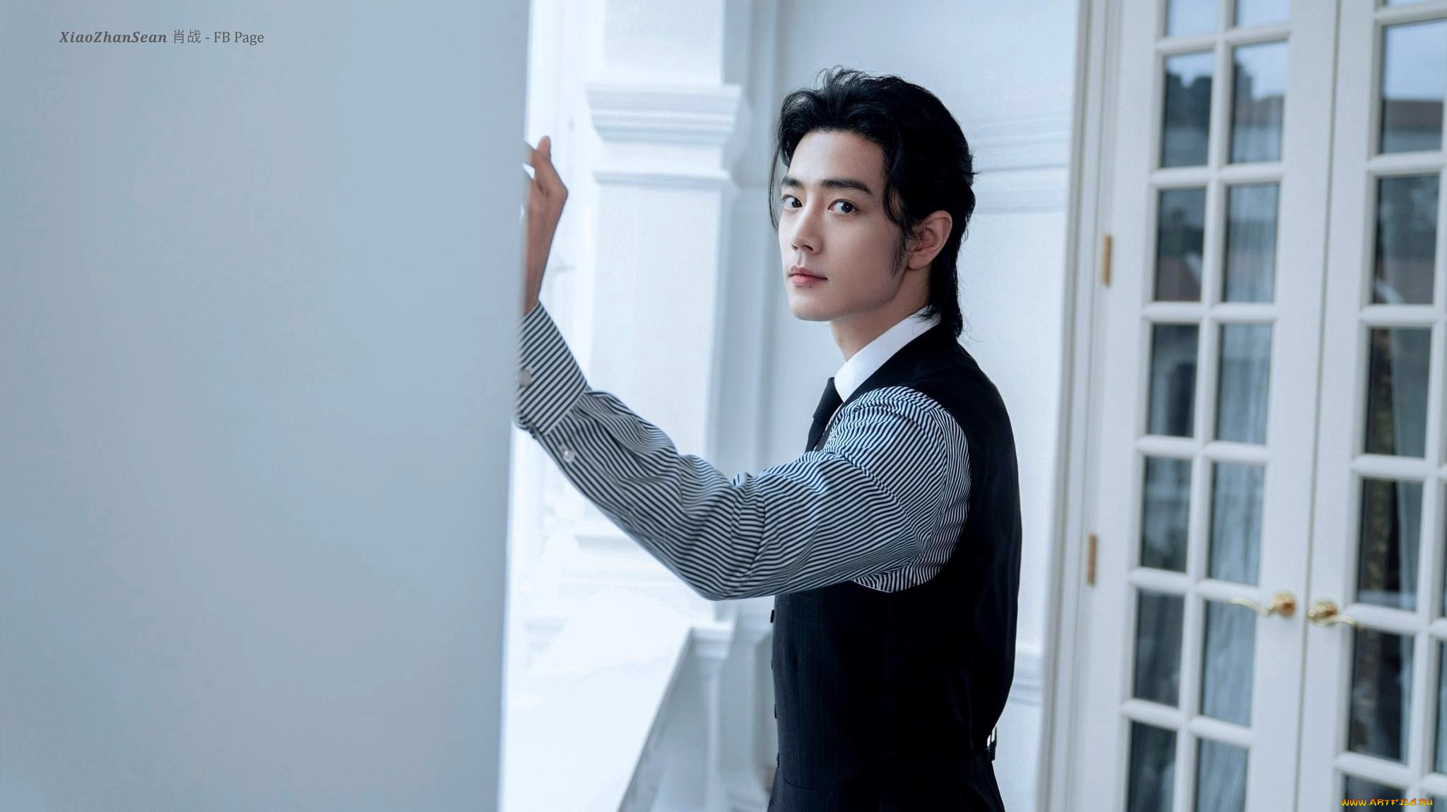 мужчины, xiao, zhan, актер, рубашка, жилет, здание