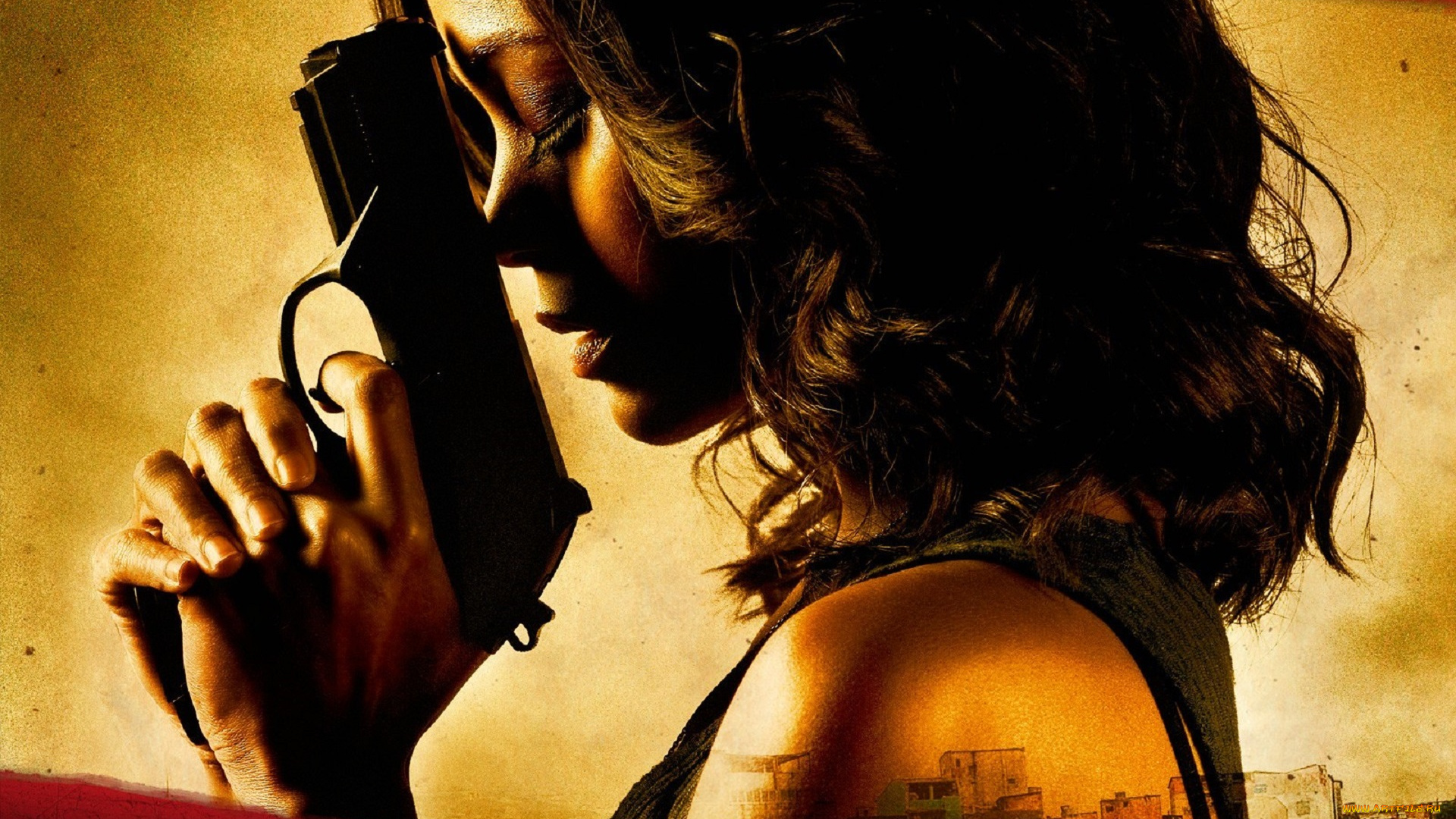 кино, фильмы, colombiana, девушка, пистолет, дома