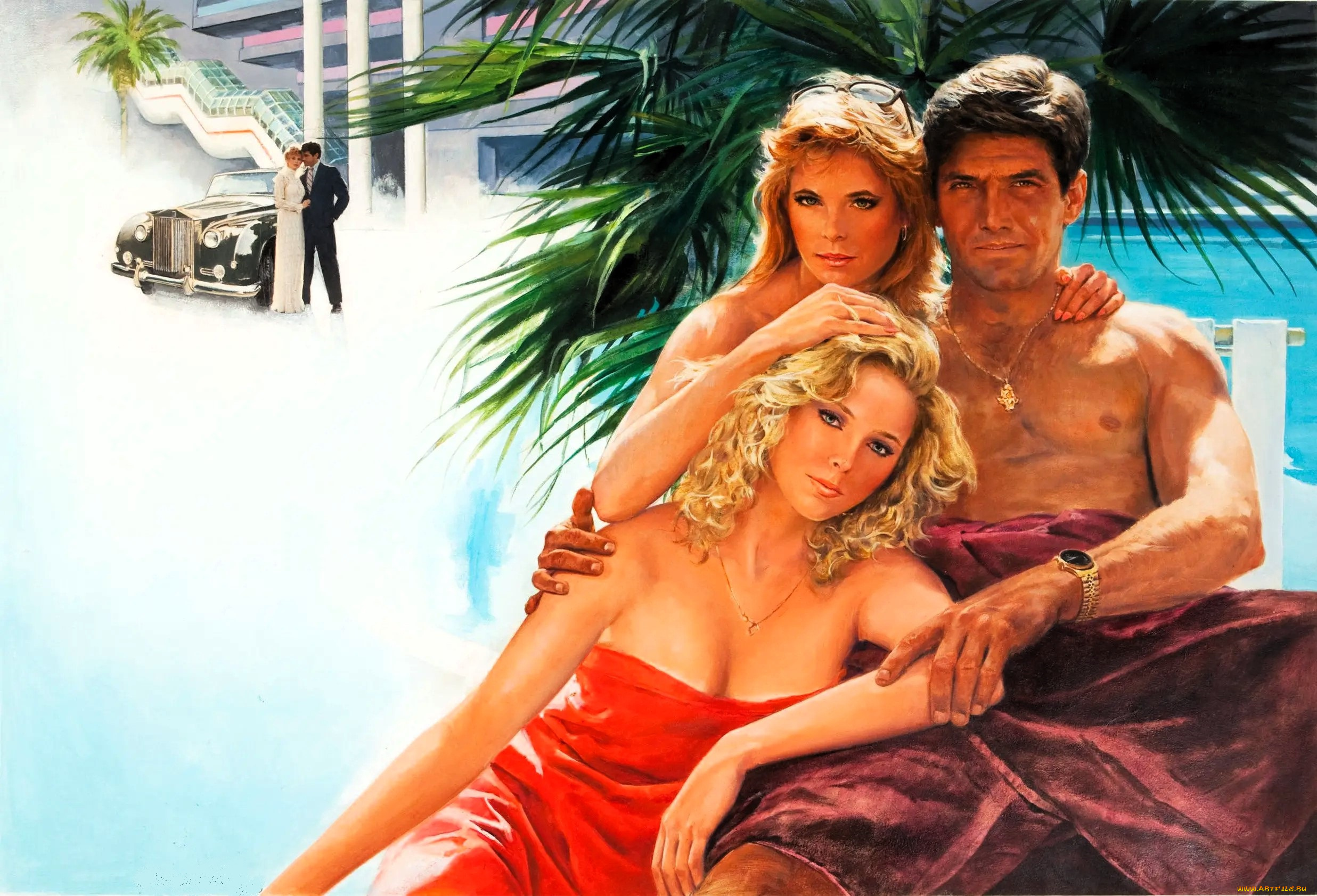 рисованное, norm, eastman, мужчина, женщины, бассейн, особняк, машина