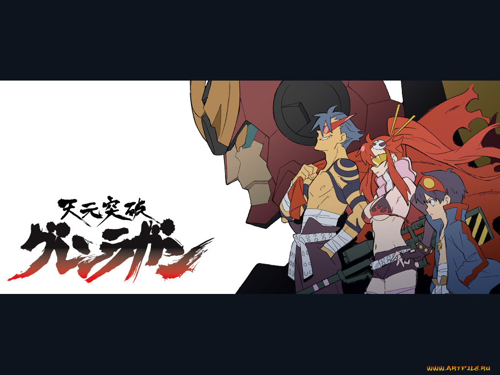 аниме, tengen, toppa, gurren, lagann, yoko, littner, simon, kamina