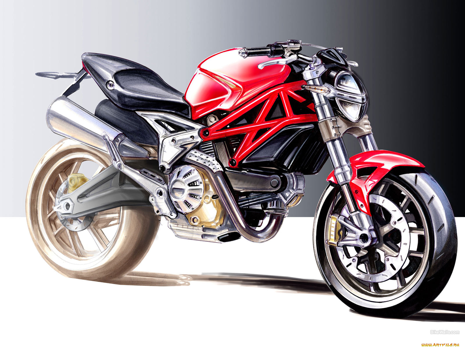 мотоциклы, рисованные