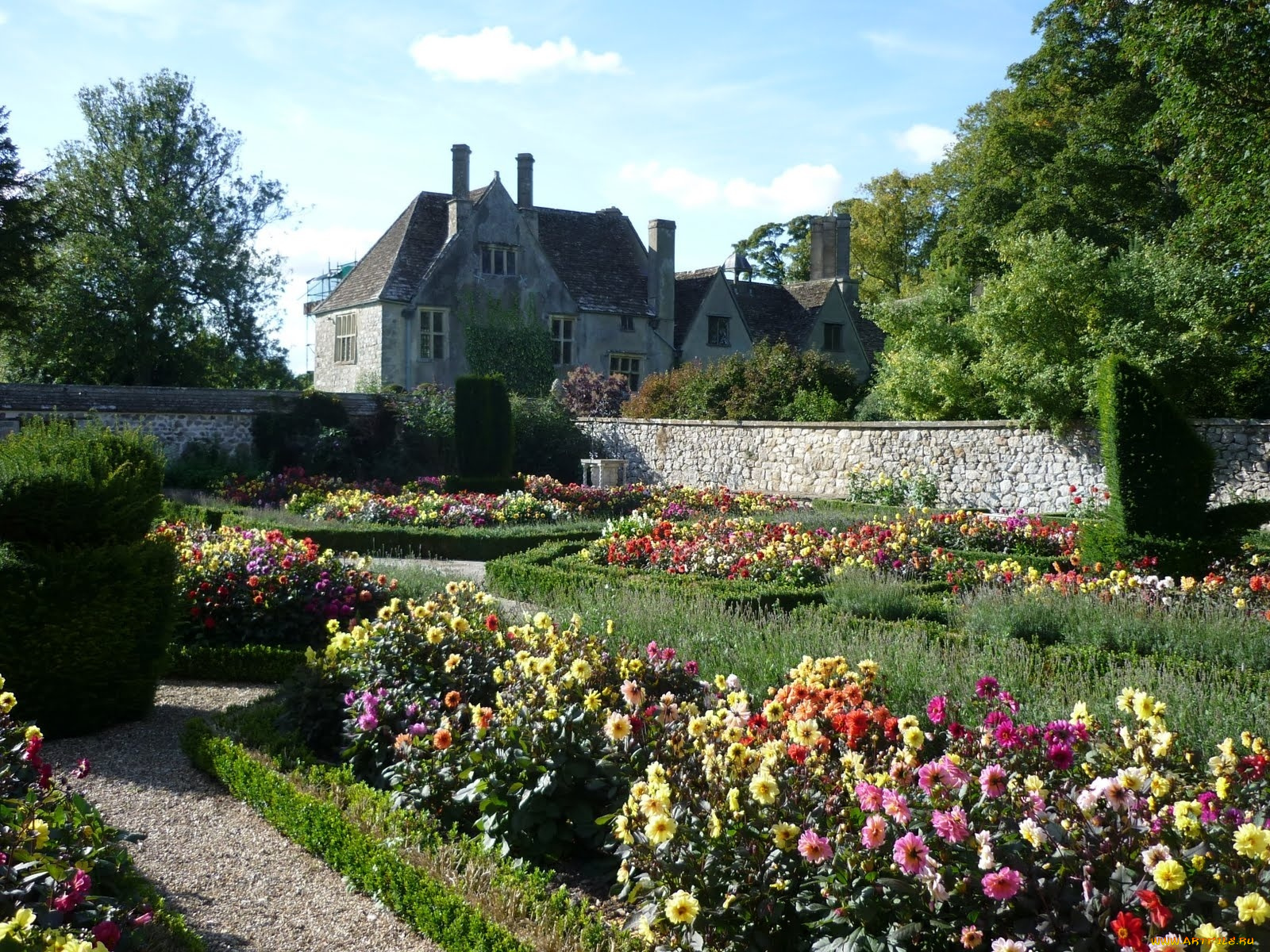 города, здания, дома, дом, забор, клумбы