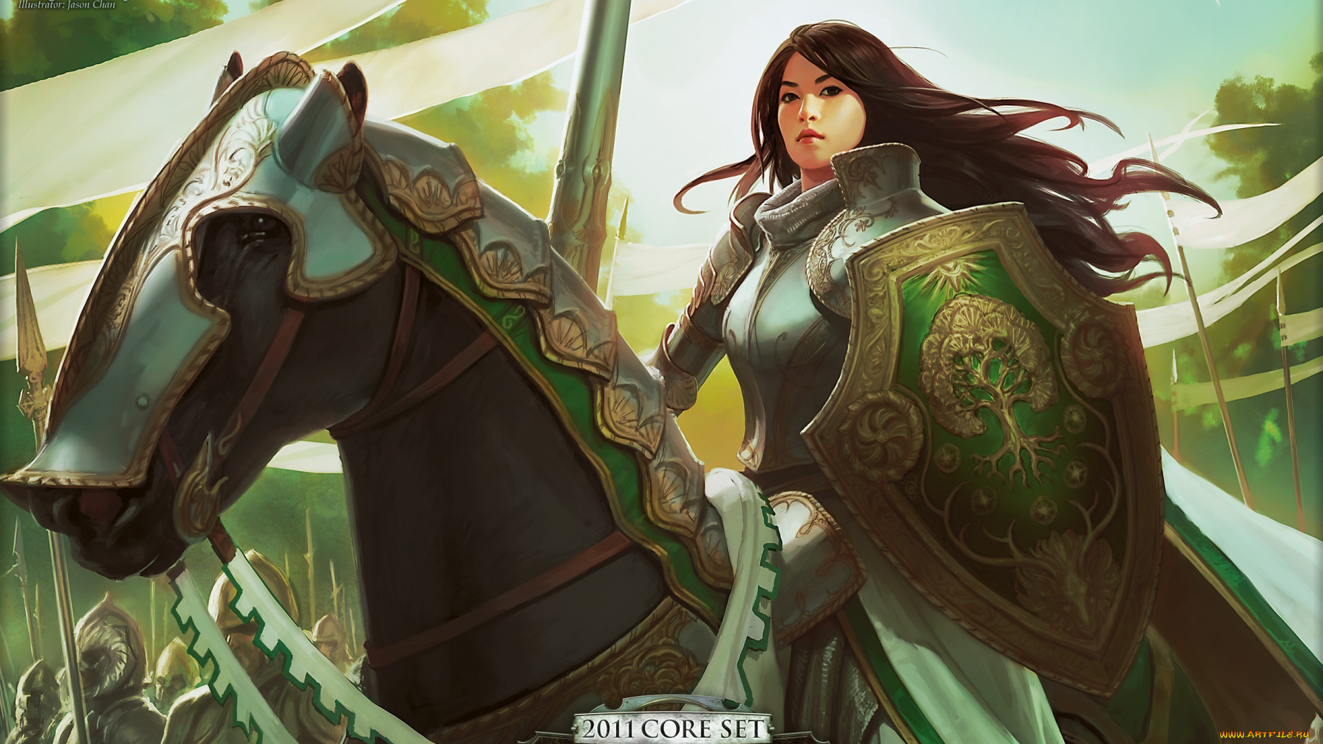 видео, игры, magic, the, gathering, duels, of, planeswalkers, девушка, рыцарь, доспехи, конь