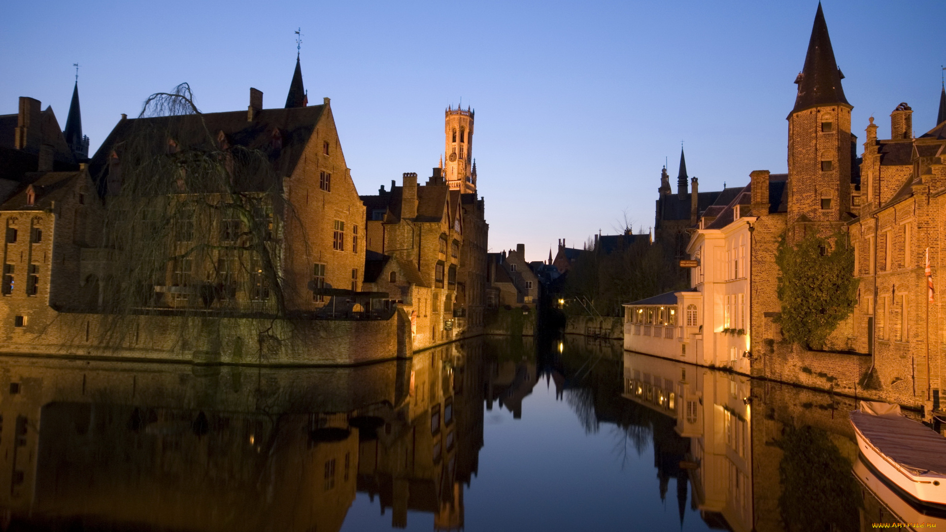 bruge, бельгия, города, брюгге, замок, канал, мосты, дома