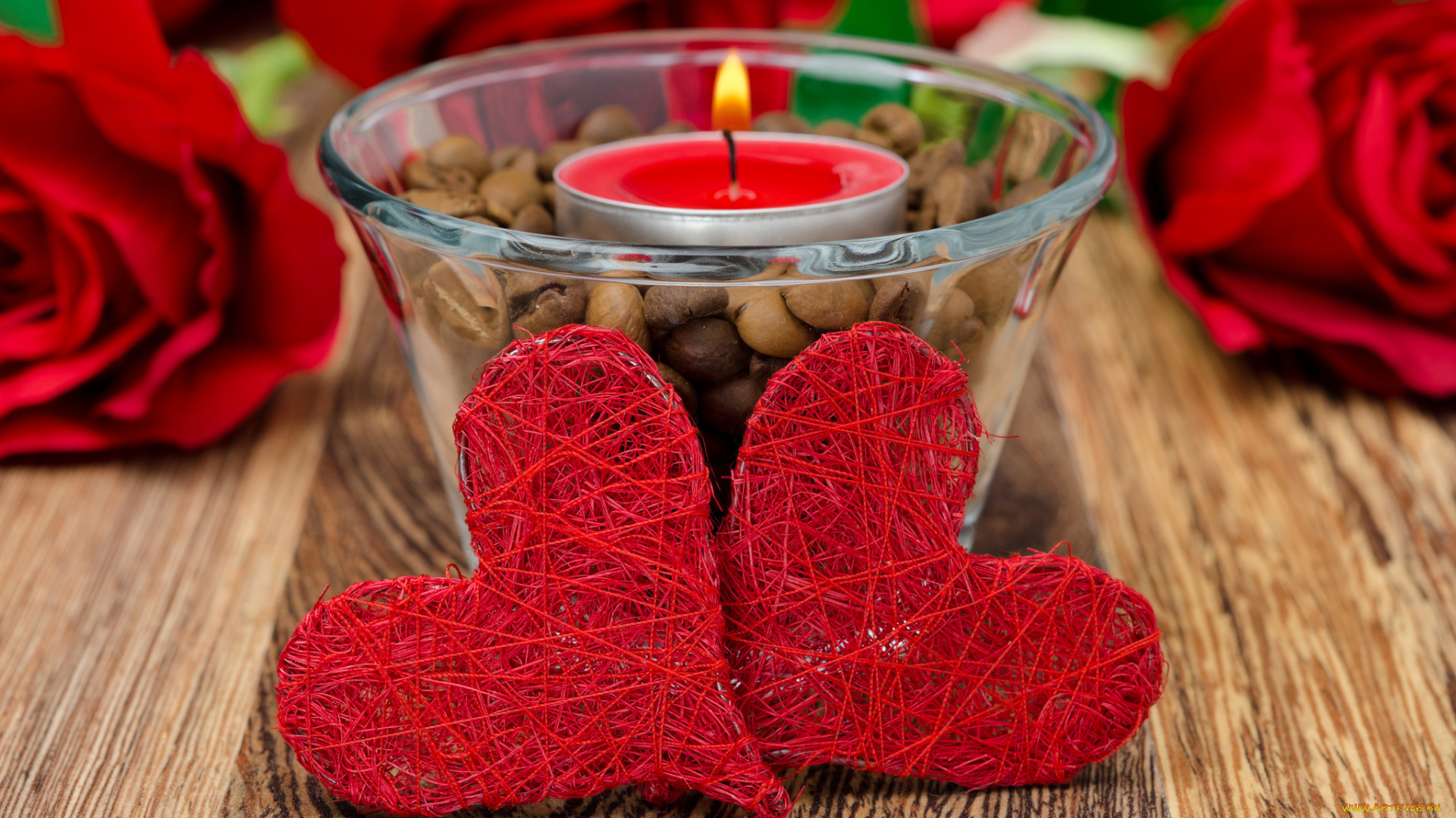 праздничные, день, св, валентина, сердечки, любовь, кофе, свеча, сердца
