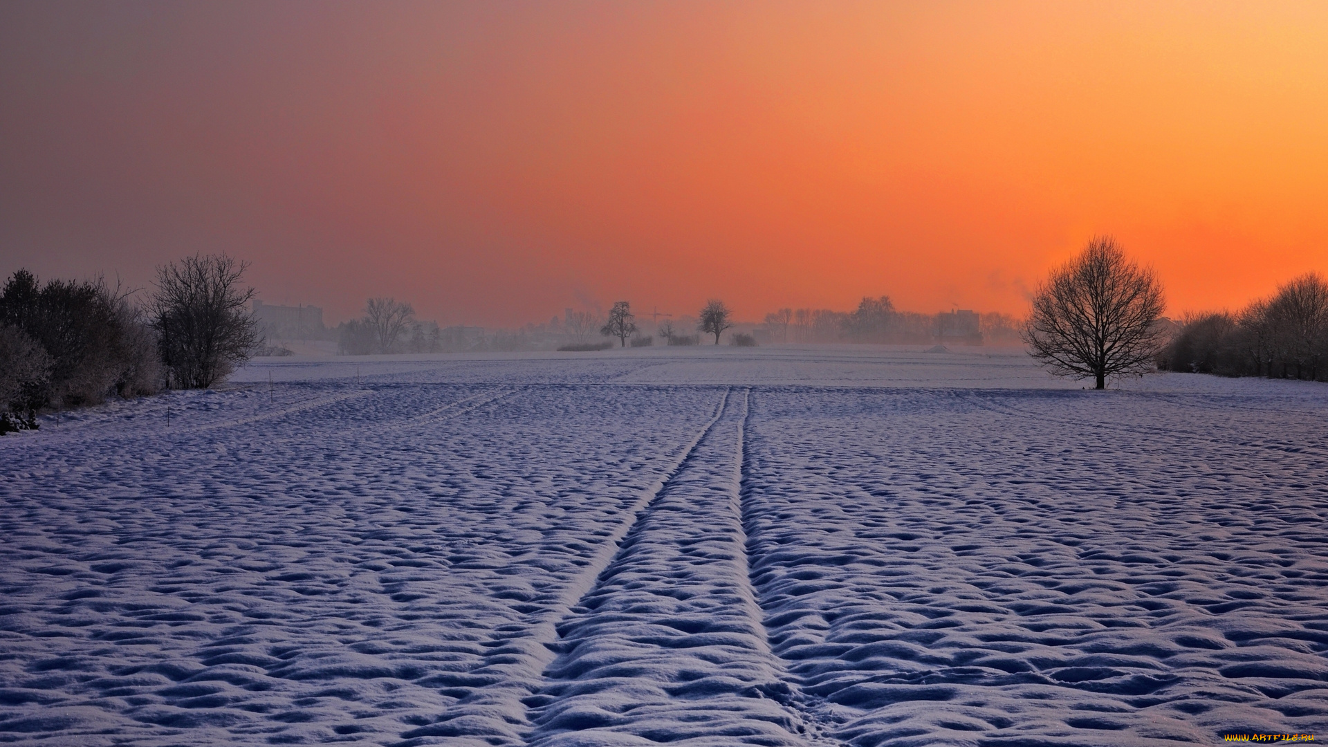 природа, зима, закат, поля, снег, швейцария, switzerland