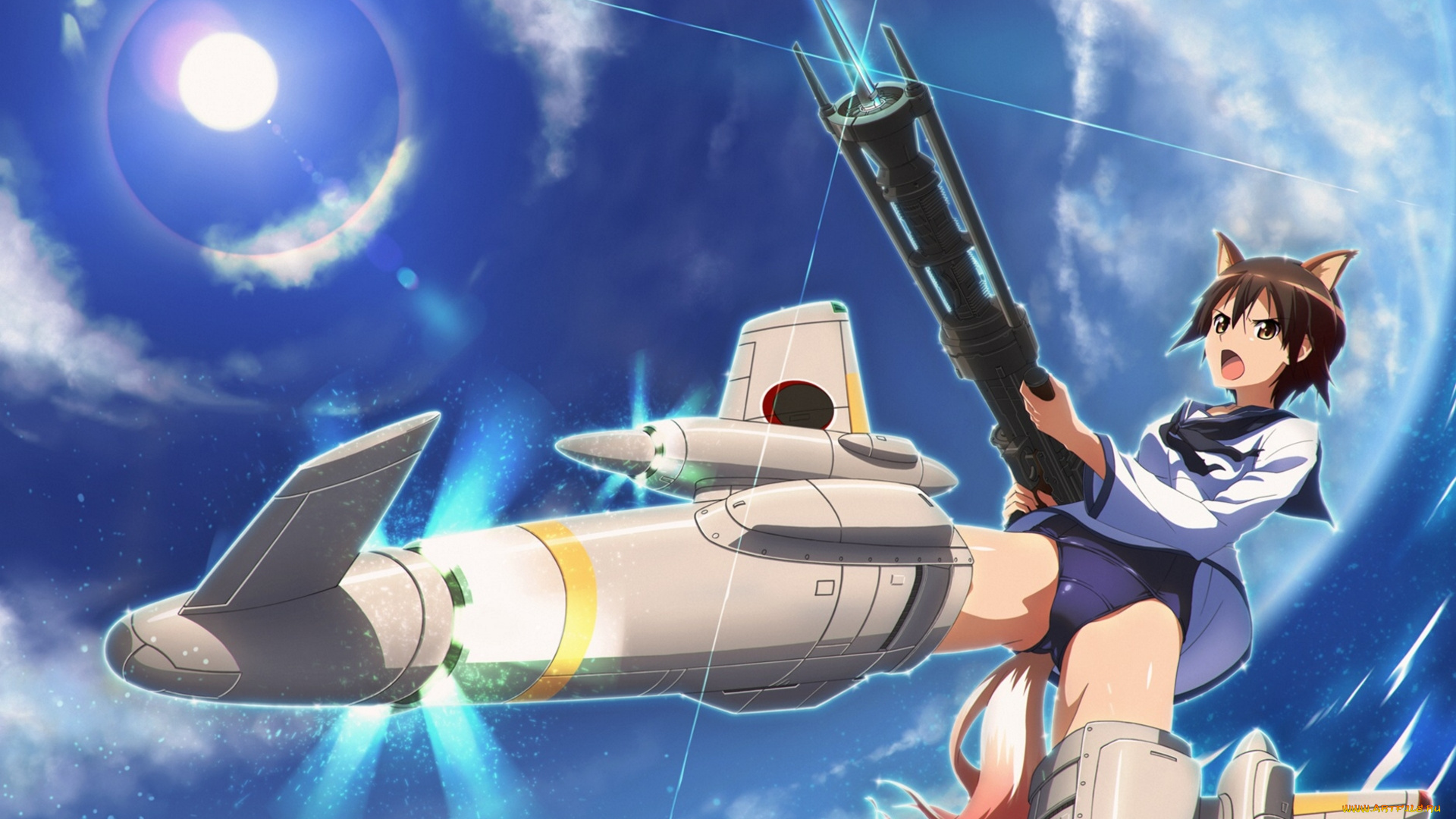 strike, witches, аниме, оружие, miyafuji, yoshika