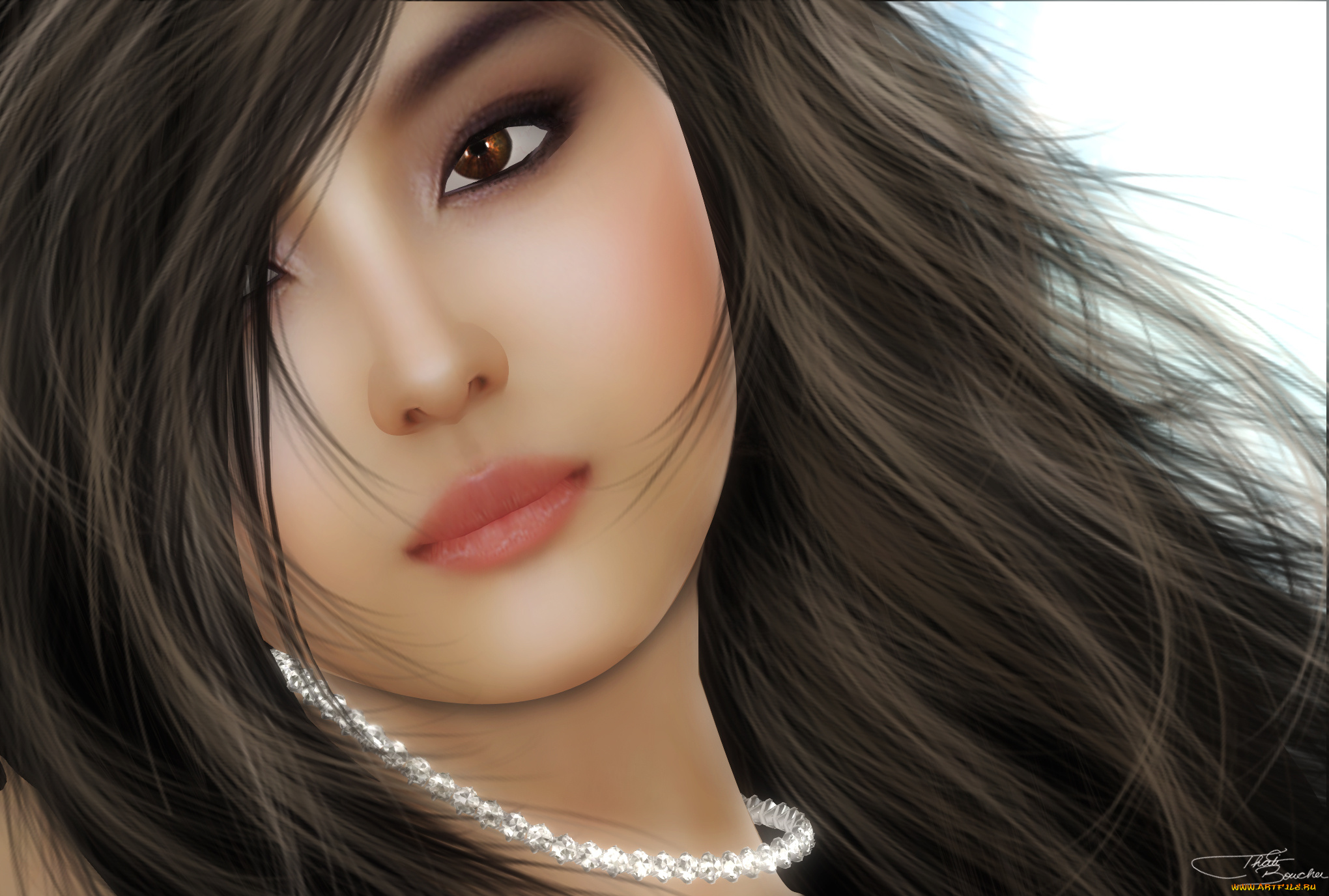 3д, графика, portraits, портрет, волосы, лицо, азиатка
