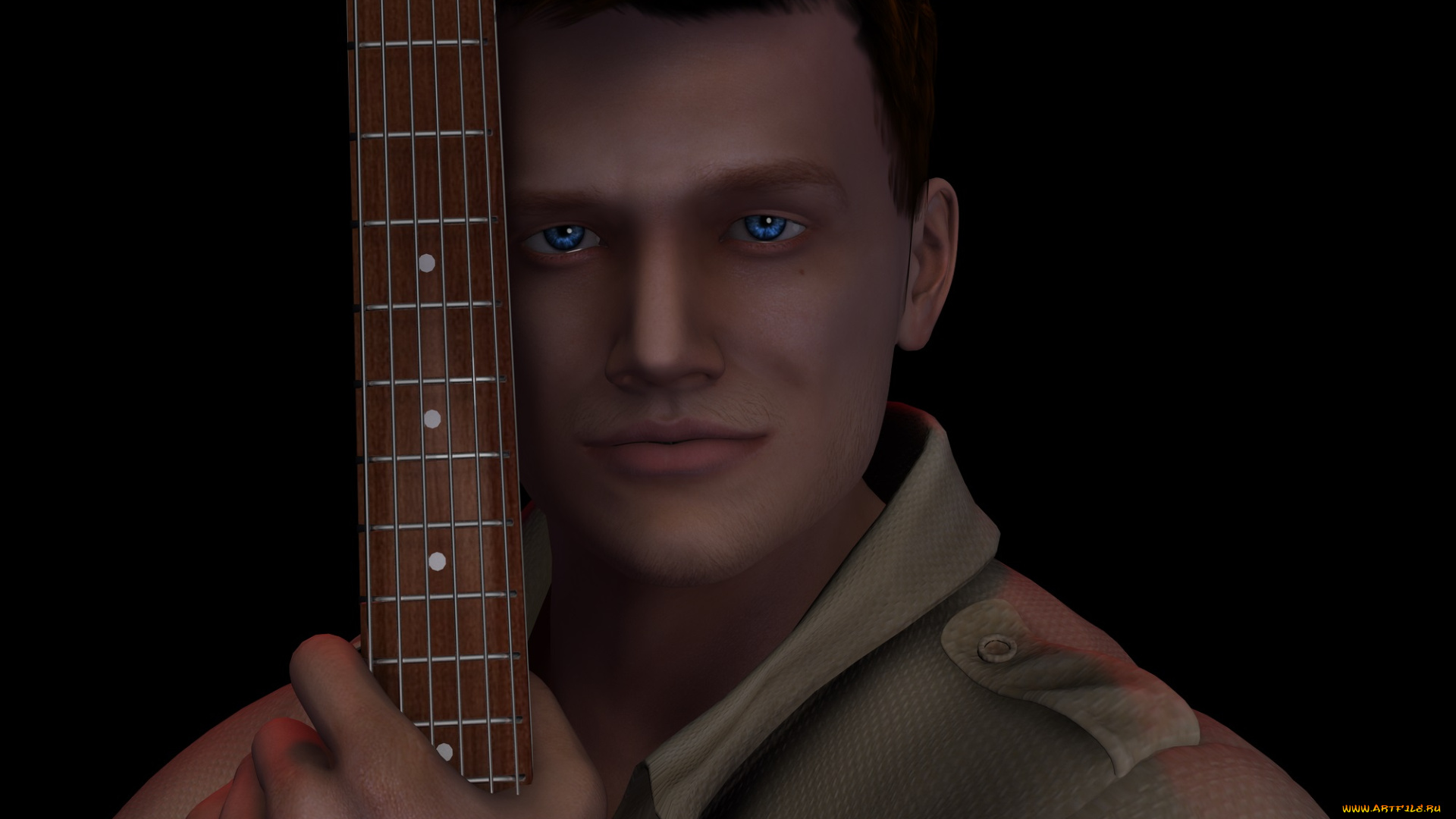 3д, графика, people, , люди, гитара, мужчина
