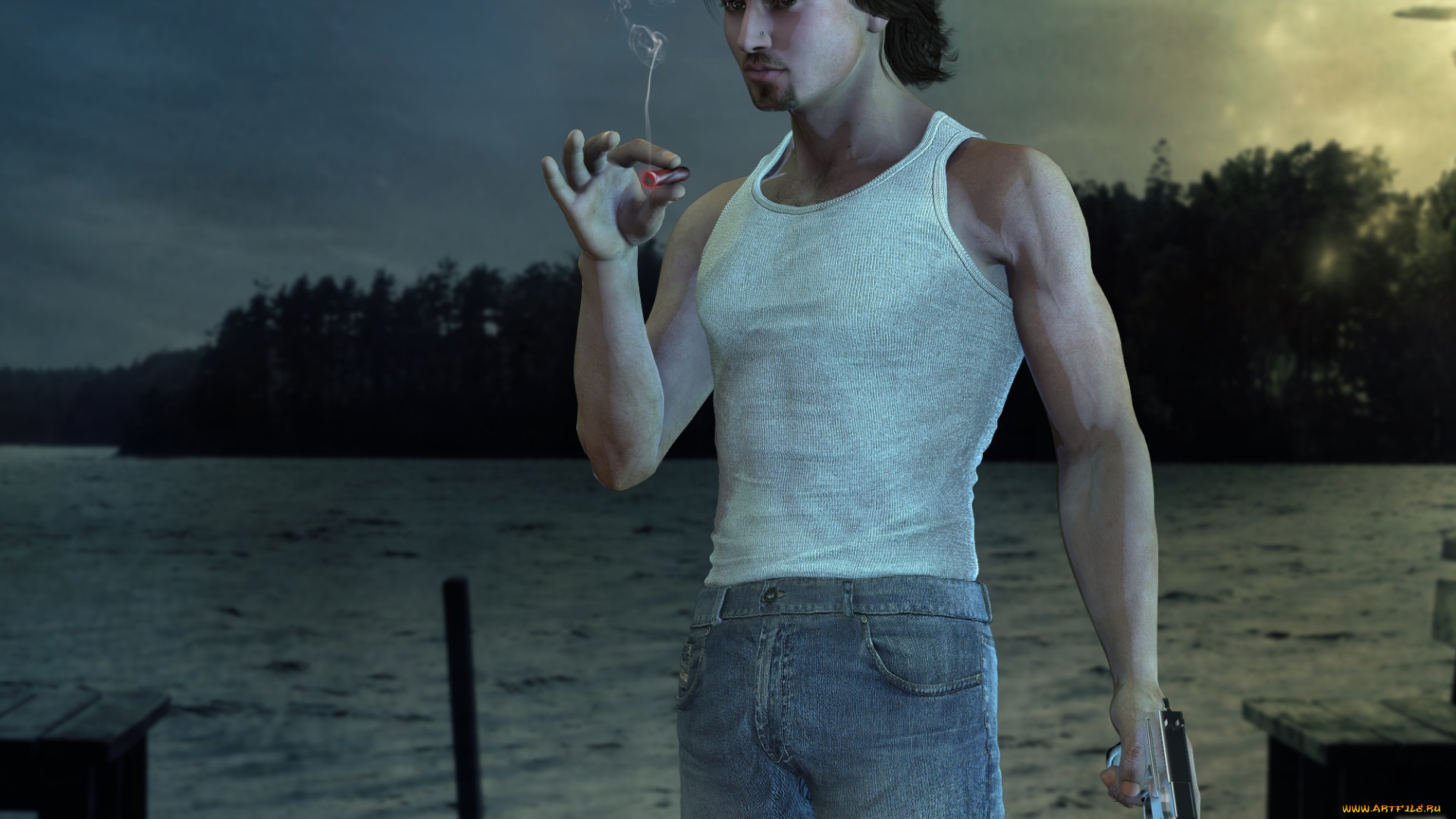 3д, графика, people, , люди, мужчина, сигарета