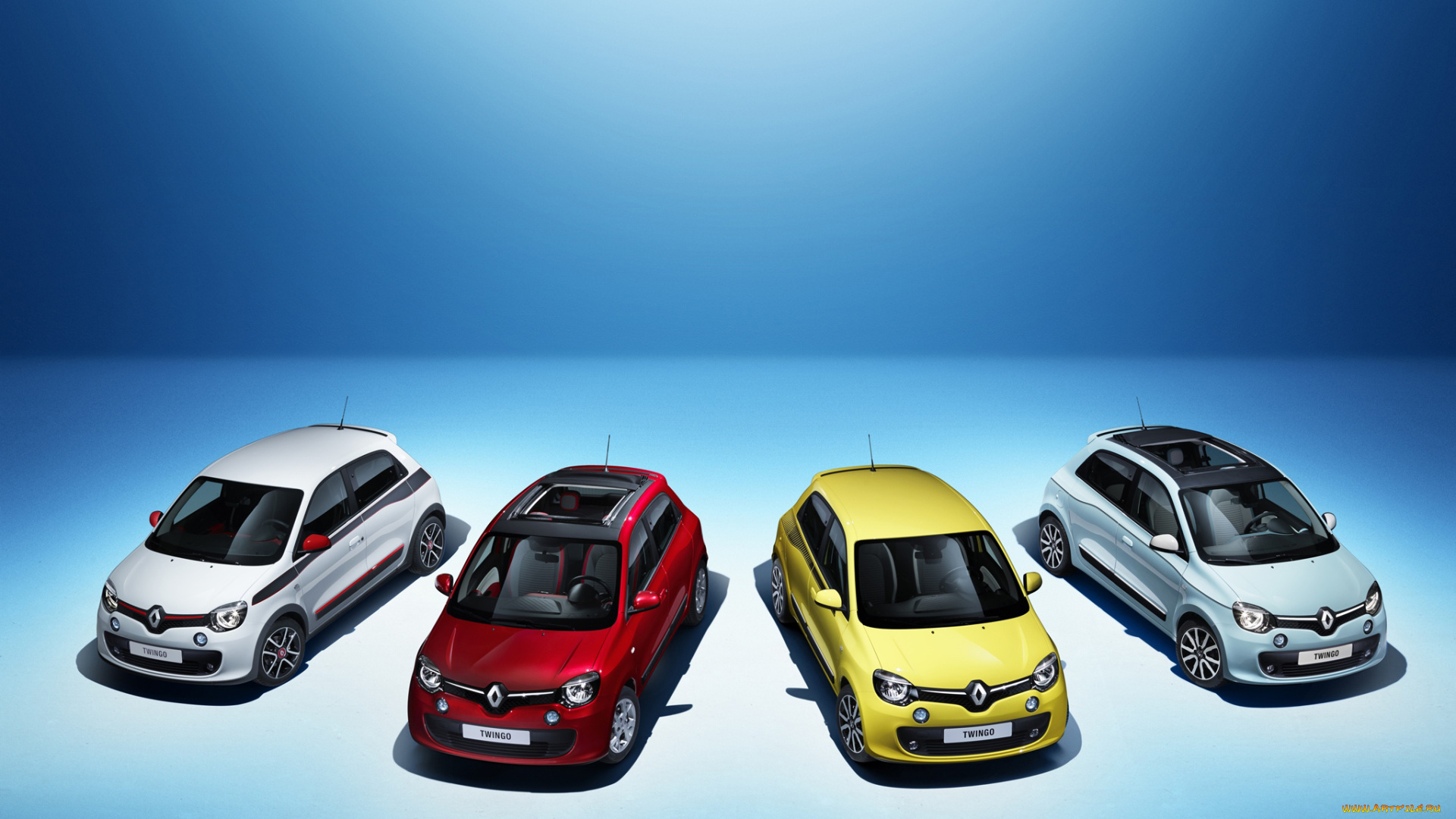 автомобили, renault, twingo, синий, фон, 2014г