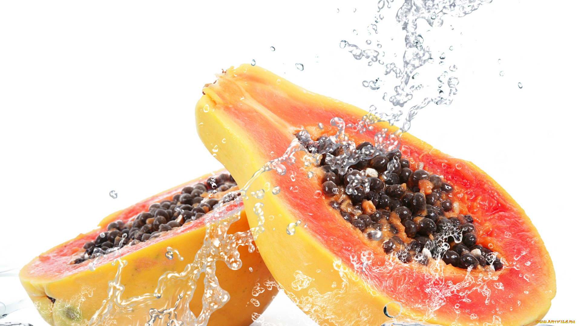 еда, папайя, папайа, брызги, вода