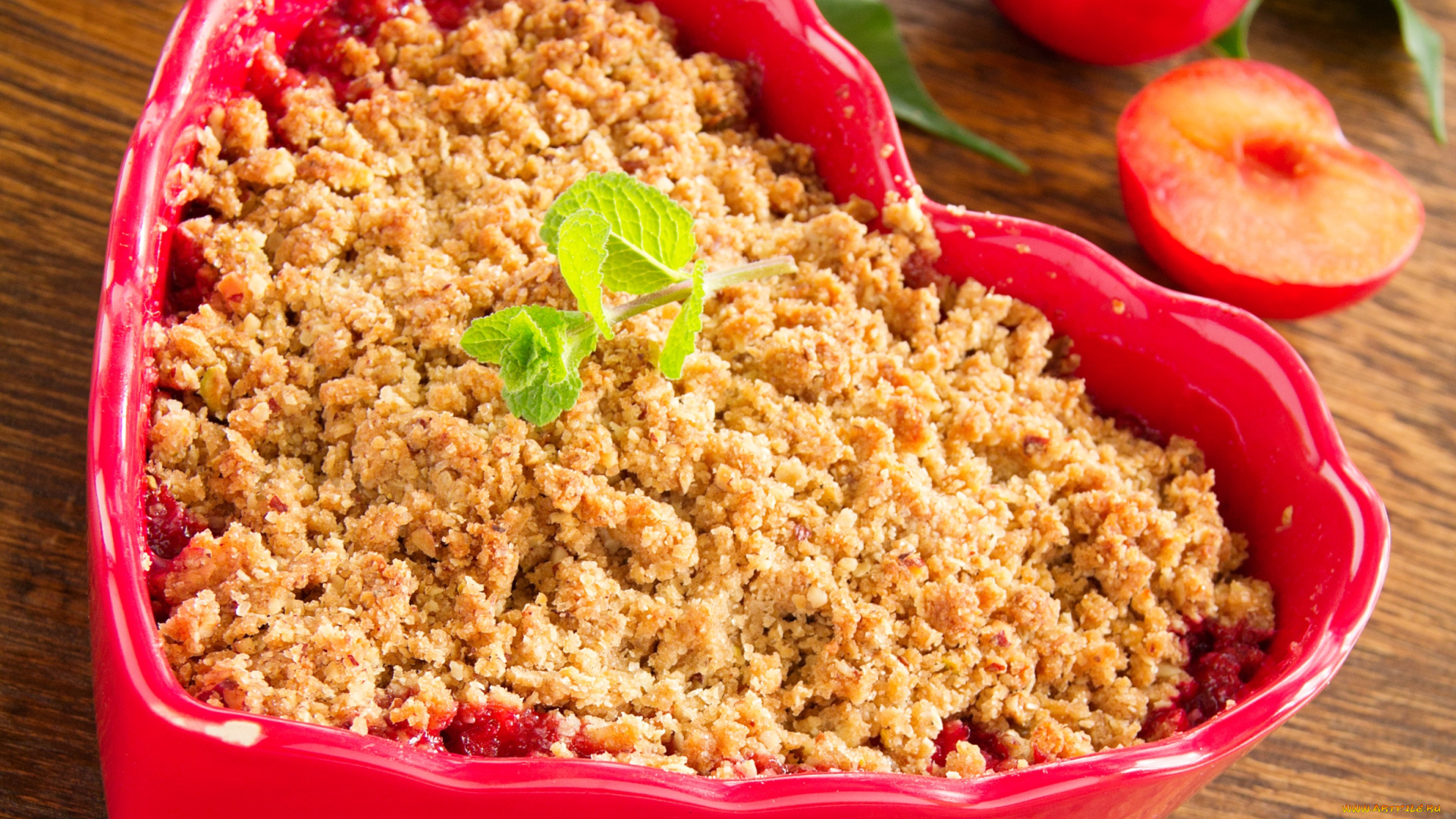 еда, пироги, сердце, сливовый, пирог