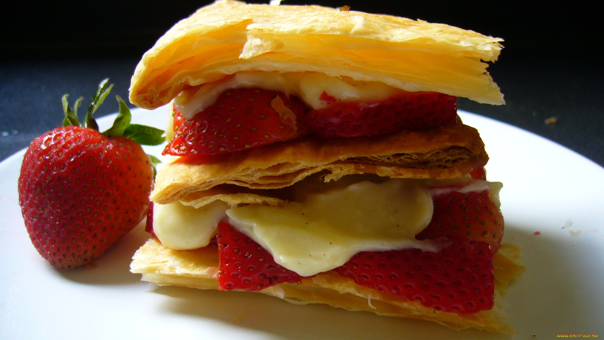 еда, пирожные, , кексы, , печенье, десерт, слойка, клубника, крем