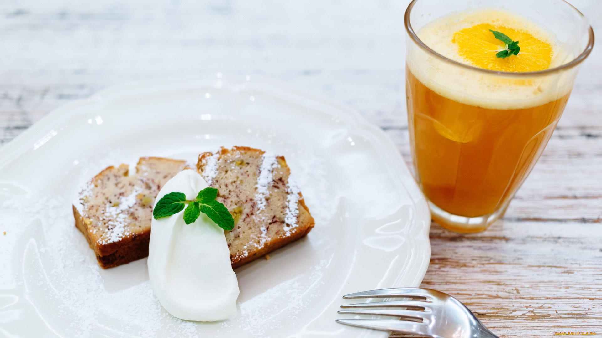 еда, разное, пирог, крем, мята, сок