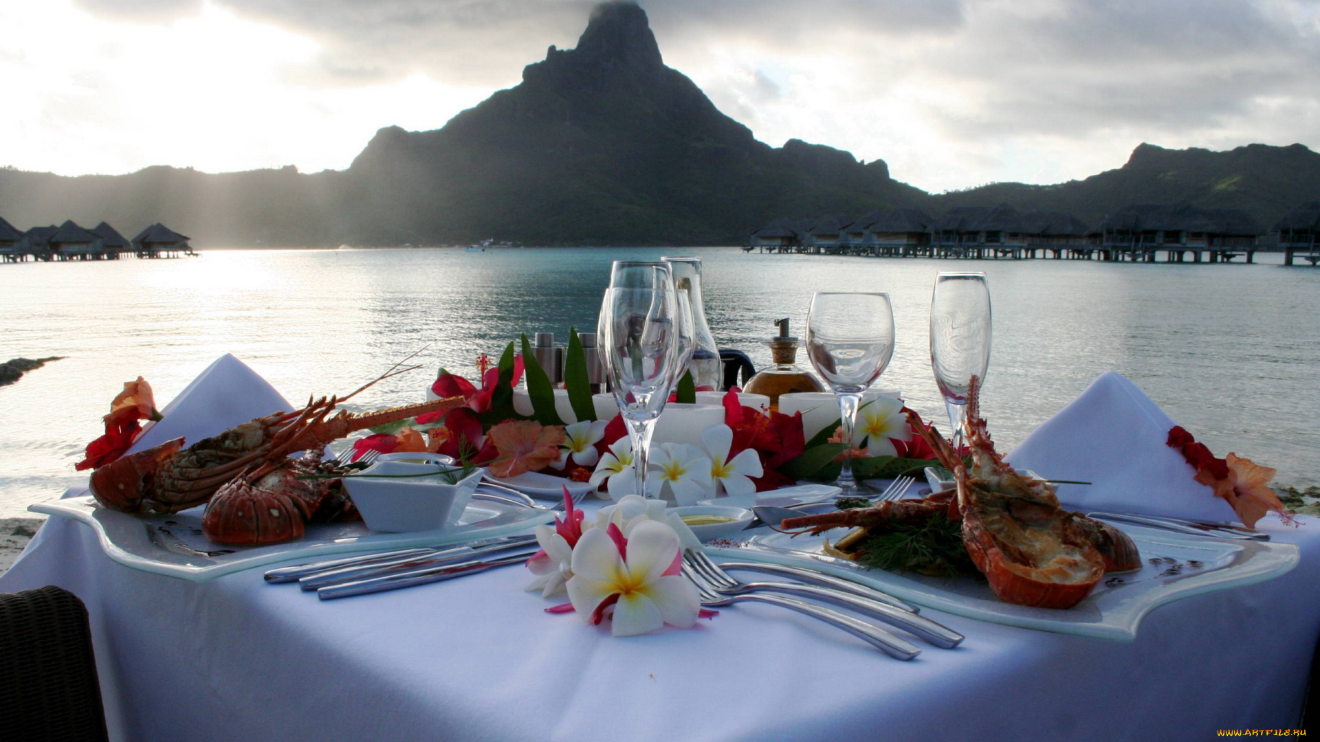 еда, сервировка, плюмерия, салфетки, приборы