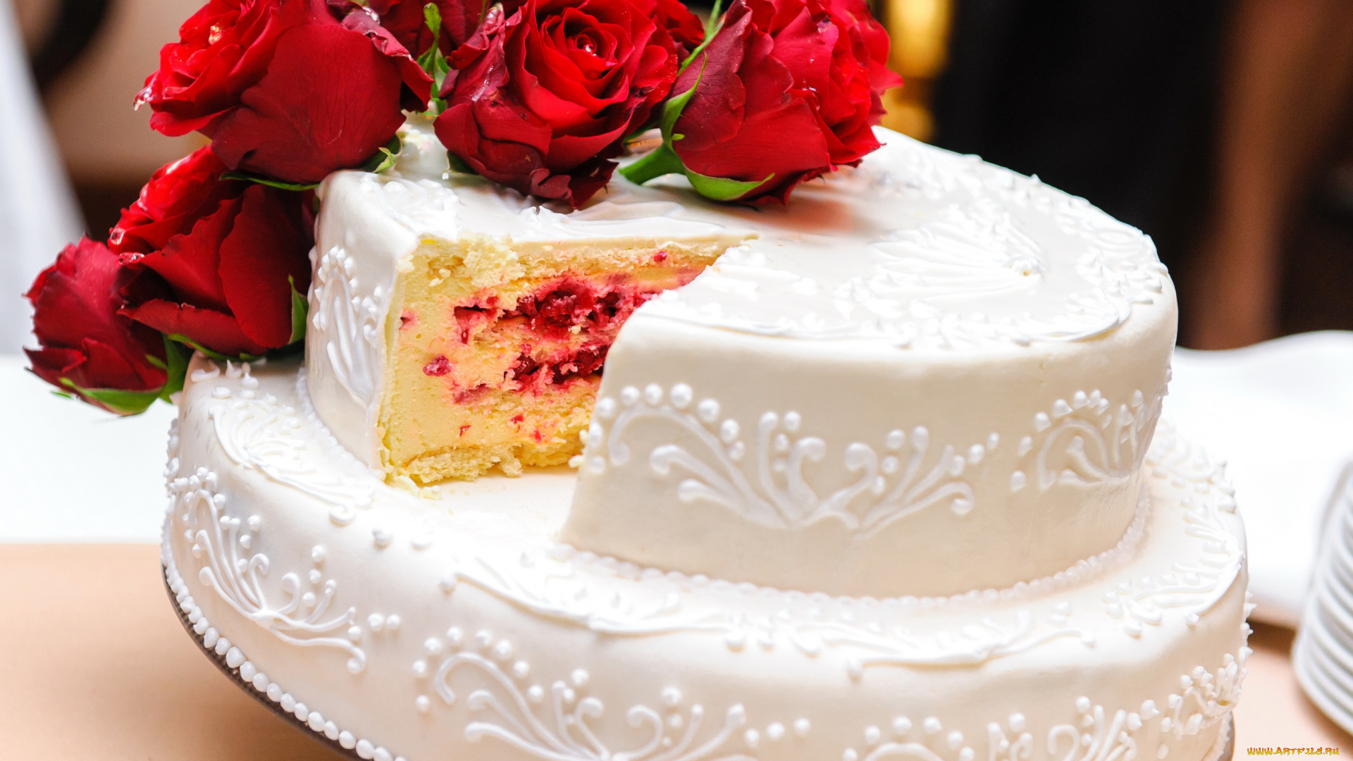 еда, торты, крем, розы, торт
