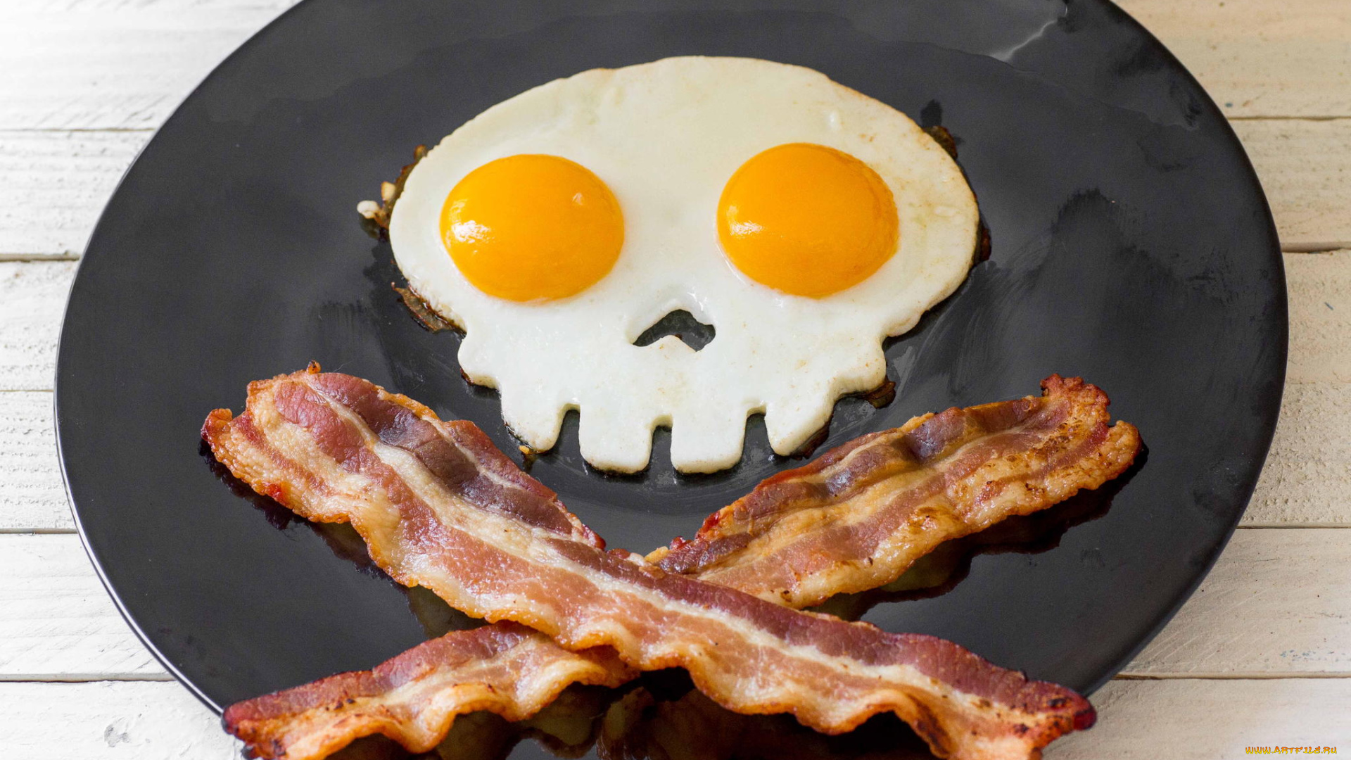еда, Яичные, блюда, глазунья, бекон