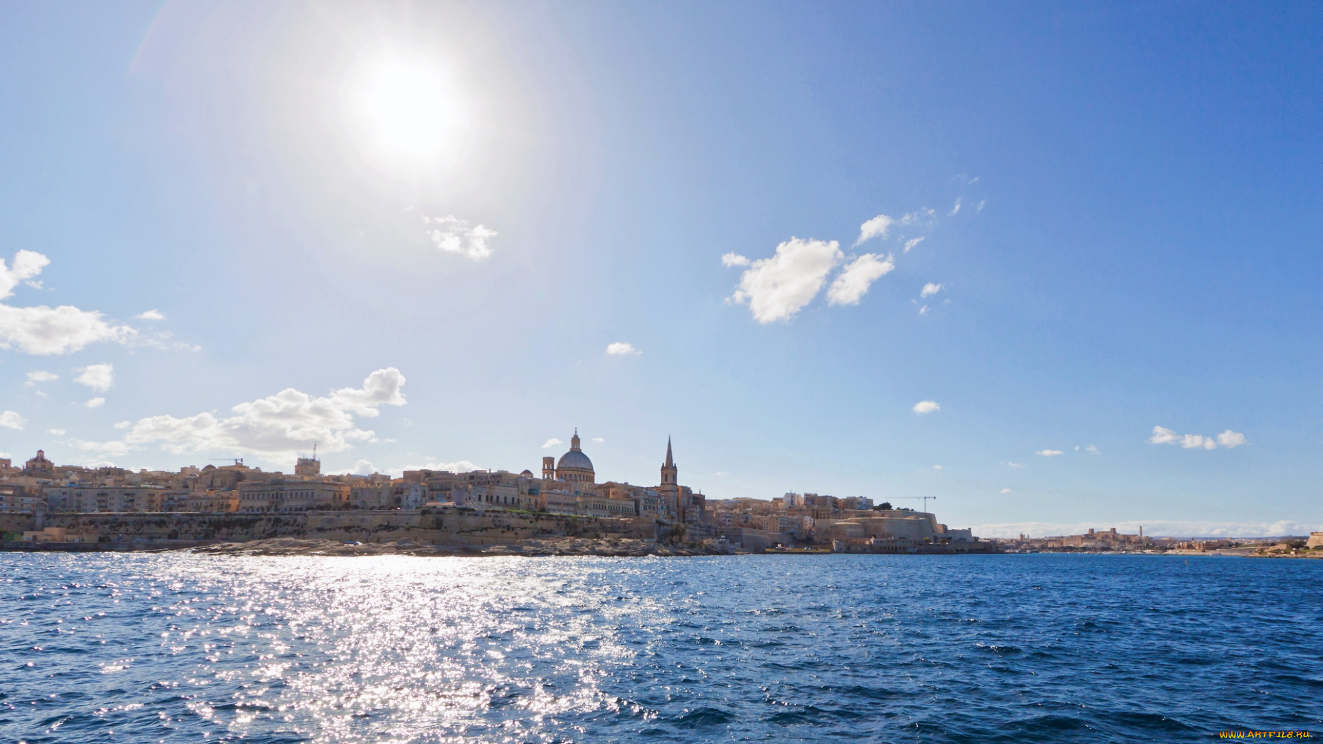 города, валетта, , мальта, солнце, море
