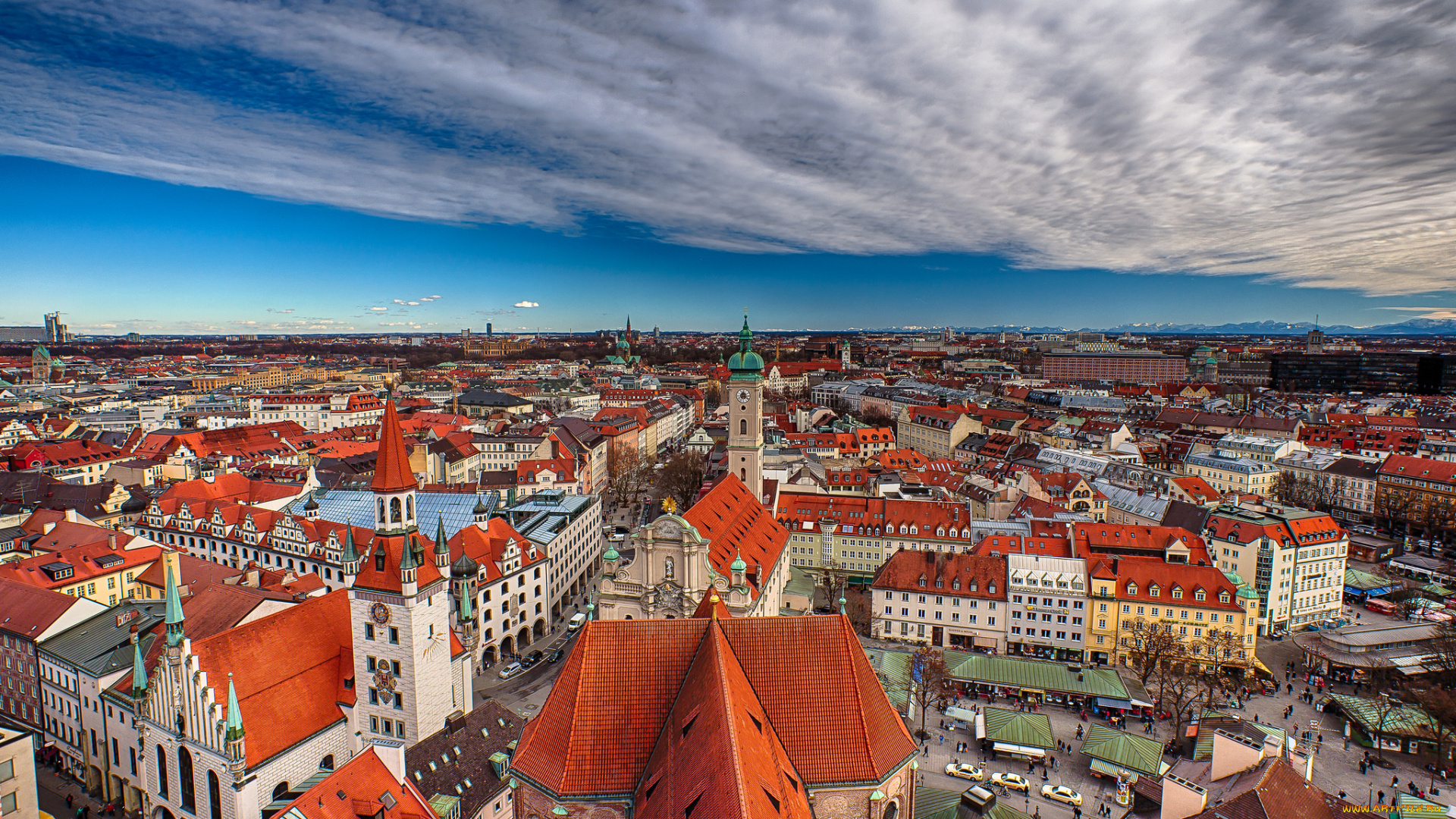 мюнхен, , германия, города, -, панорамы, крыши, munich, bavaria, germany, бавария
