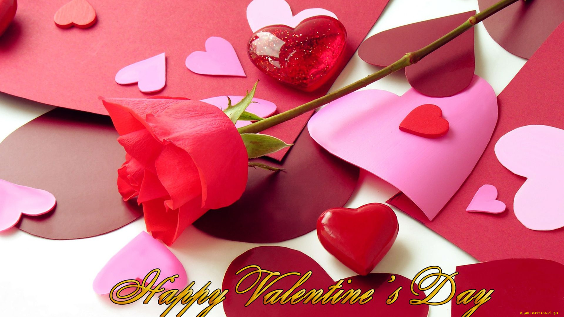 праздничные, день, святого, валентина, , сердечки, , любовь, роза, сердечки