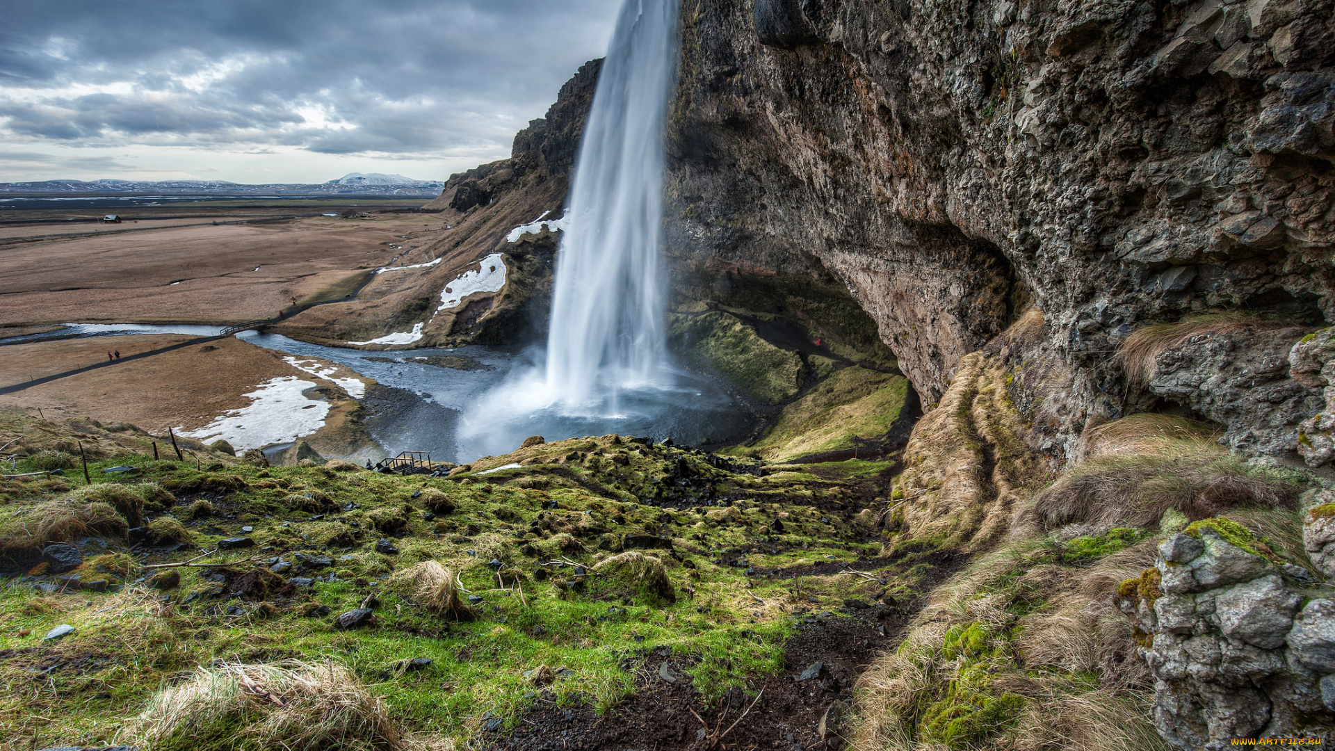 природа, водопады, водопад, река, обрыв, равнина