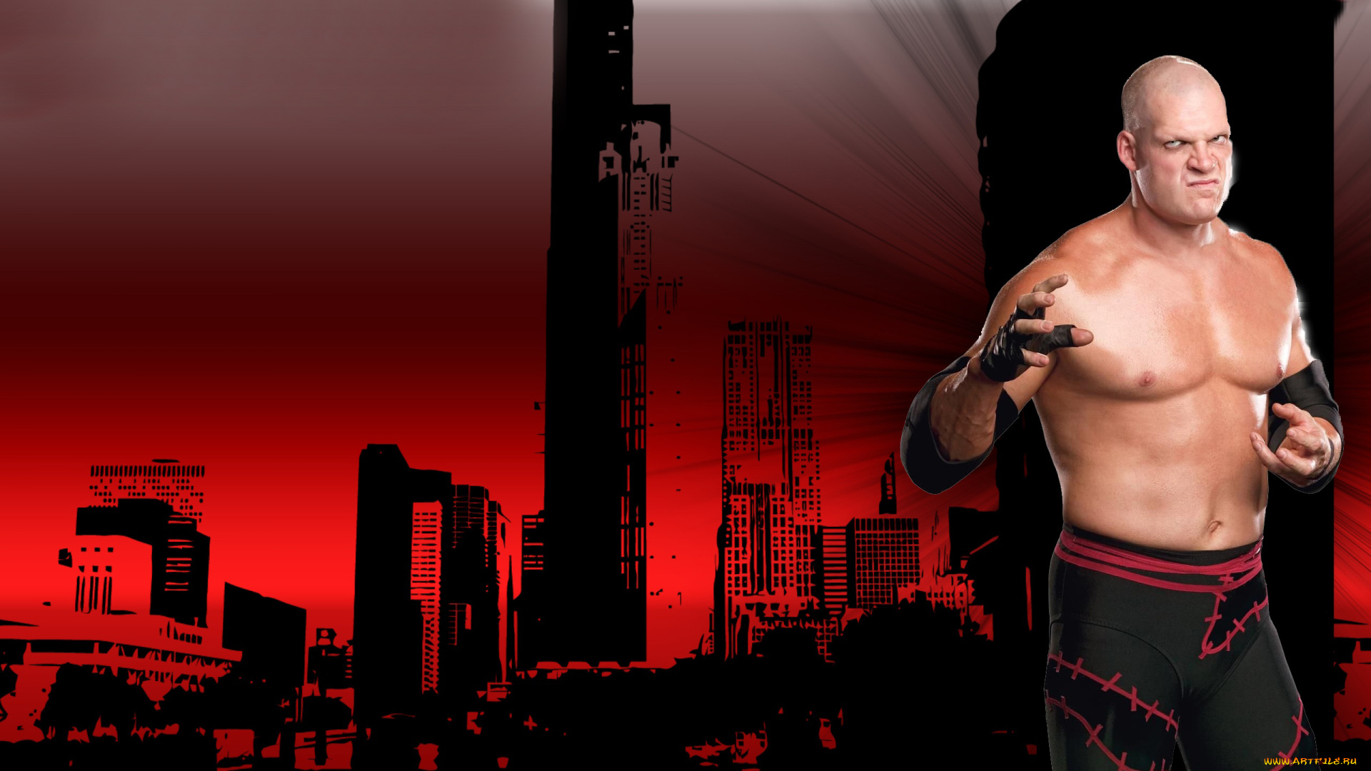 спорт, wwe, wrestling, kane, перчатки, налокотники, штаны, город