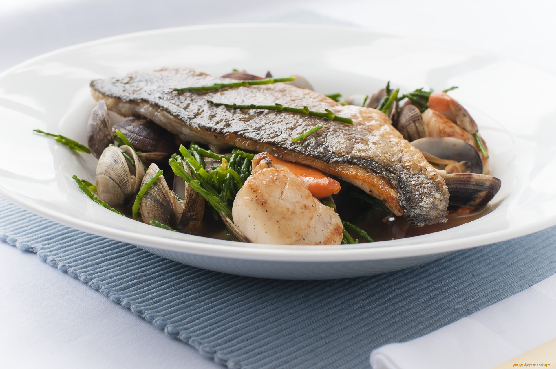 еда, рыбные, блюда, , с, морепродуктами, мидии, рыба