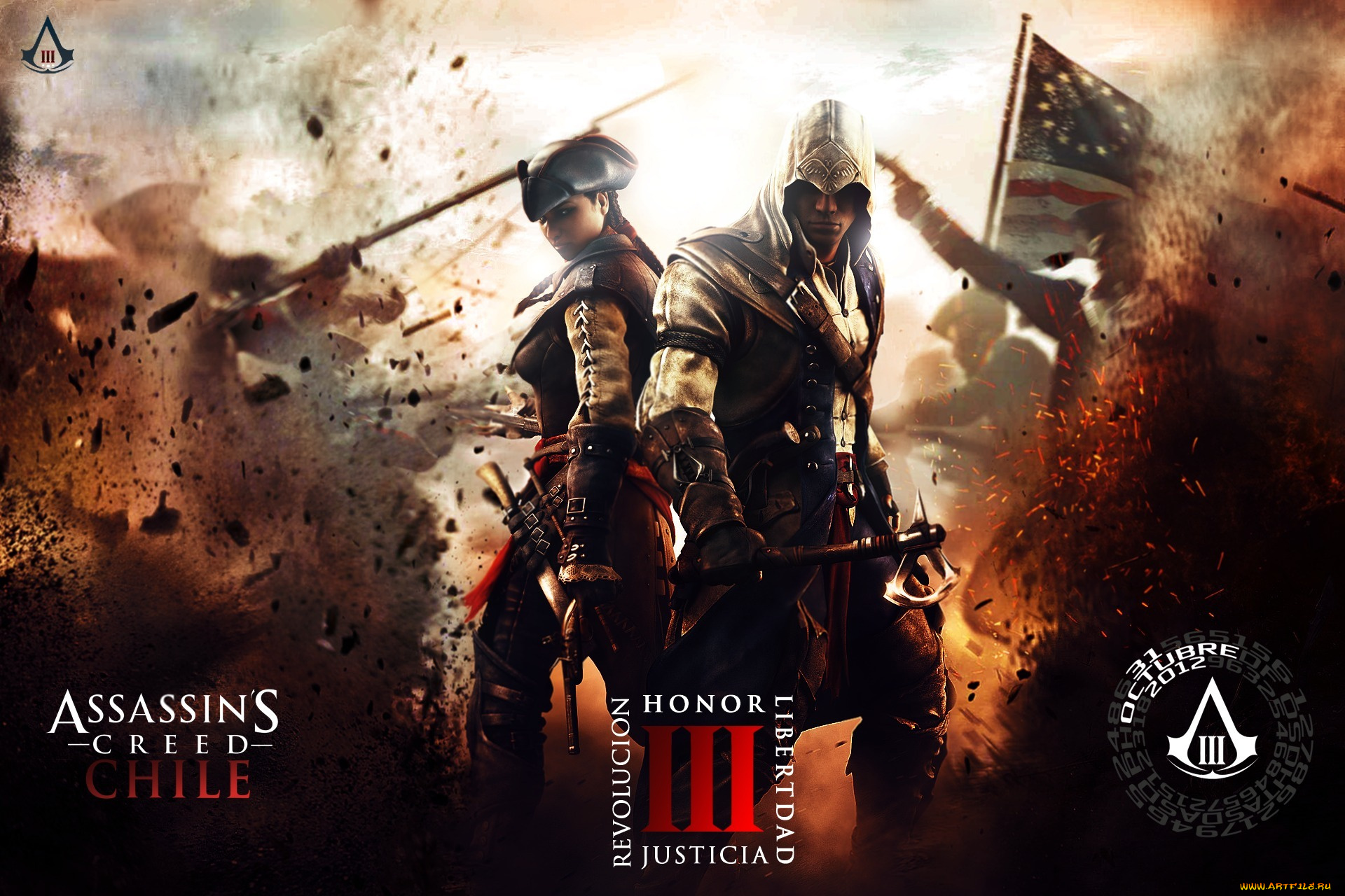 видео, игры, assassin’s, creed, iii, треуголка, коннор, девушка, эвелин, мужчина, 3, liberation, creed, assassins, игра