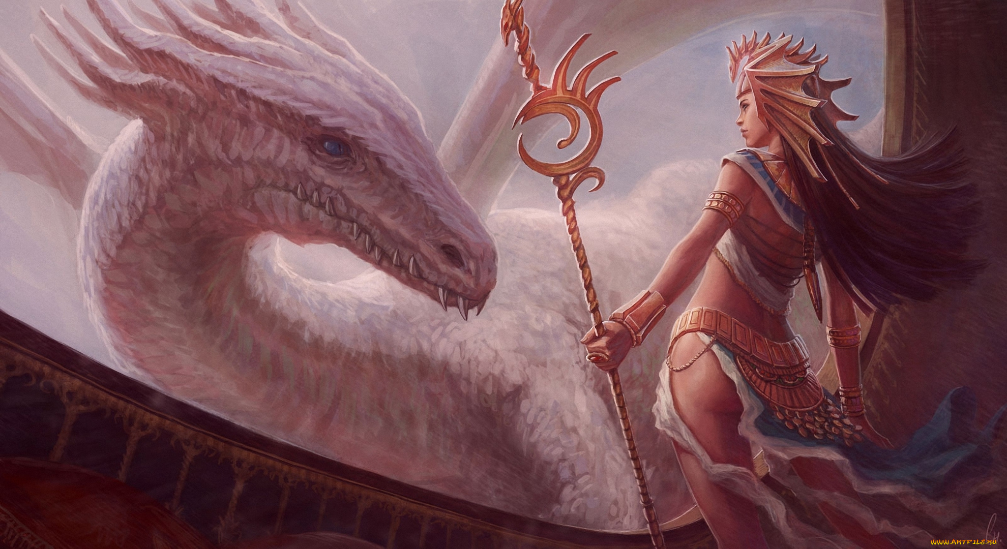 фэнтези, красавицы, и, чудовища, дракон, окно, воин, девушка