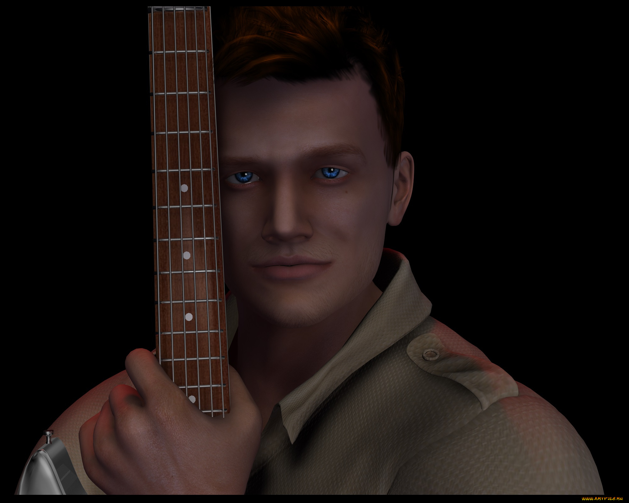3д, графика, people, , люди, гитара, мужчина
