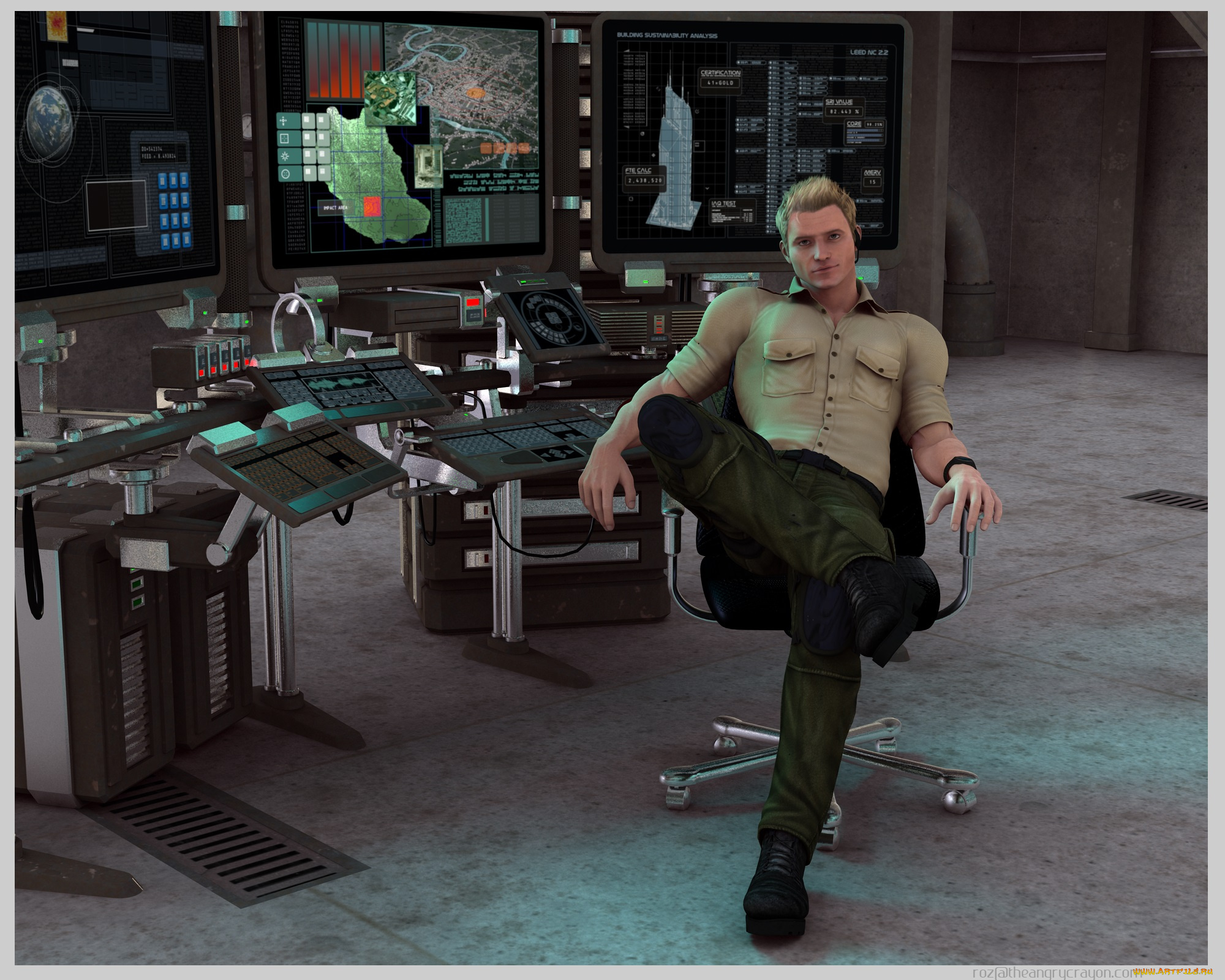 3д, графика, people, , люди, мужчина, комната, стол