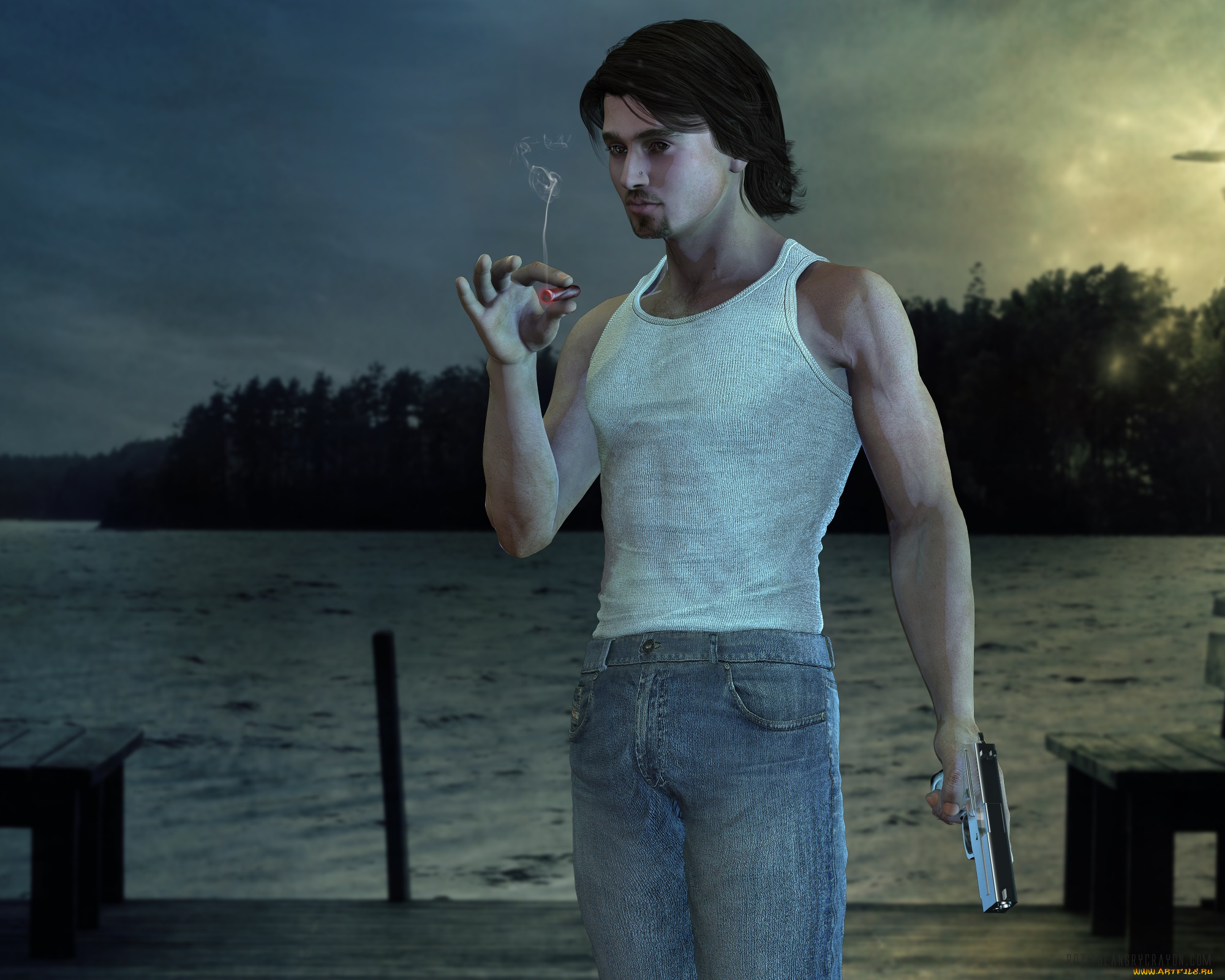 3д, графика, people, , люди, мужчина, сигарета