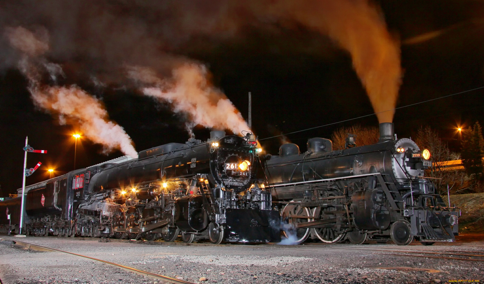 техника, паровозы, ночь