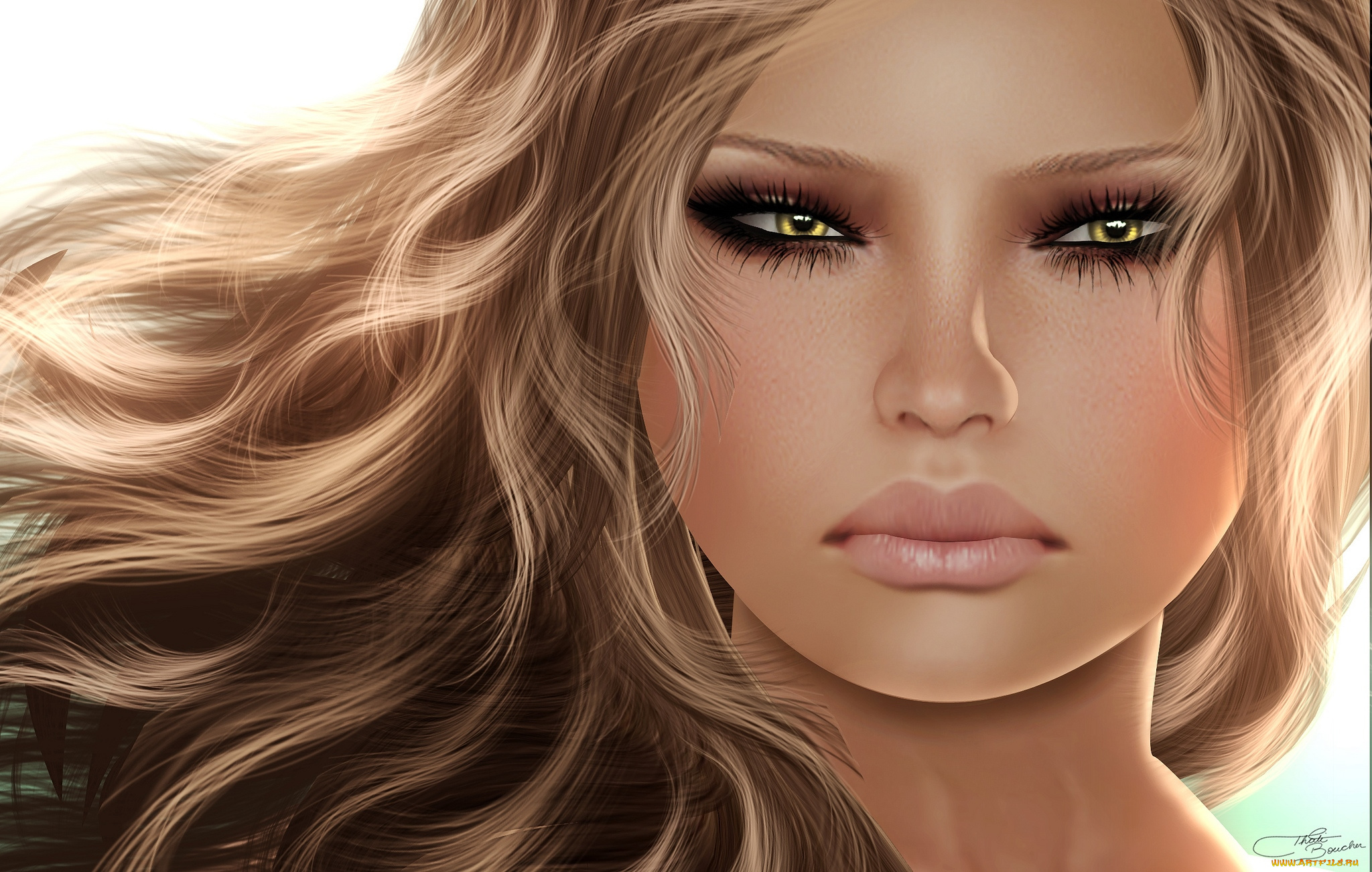 3д, графика, portraits, , портрет, волосы