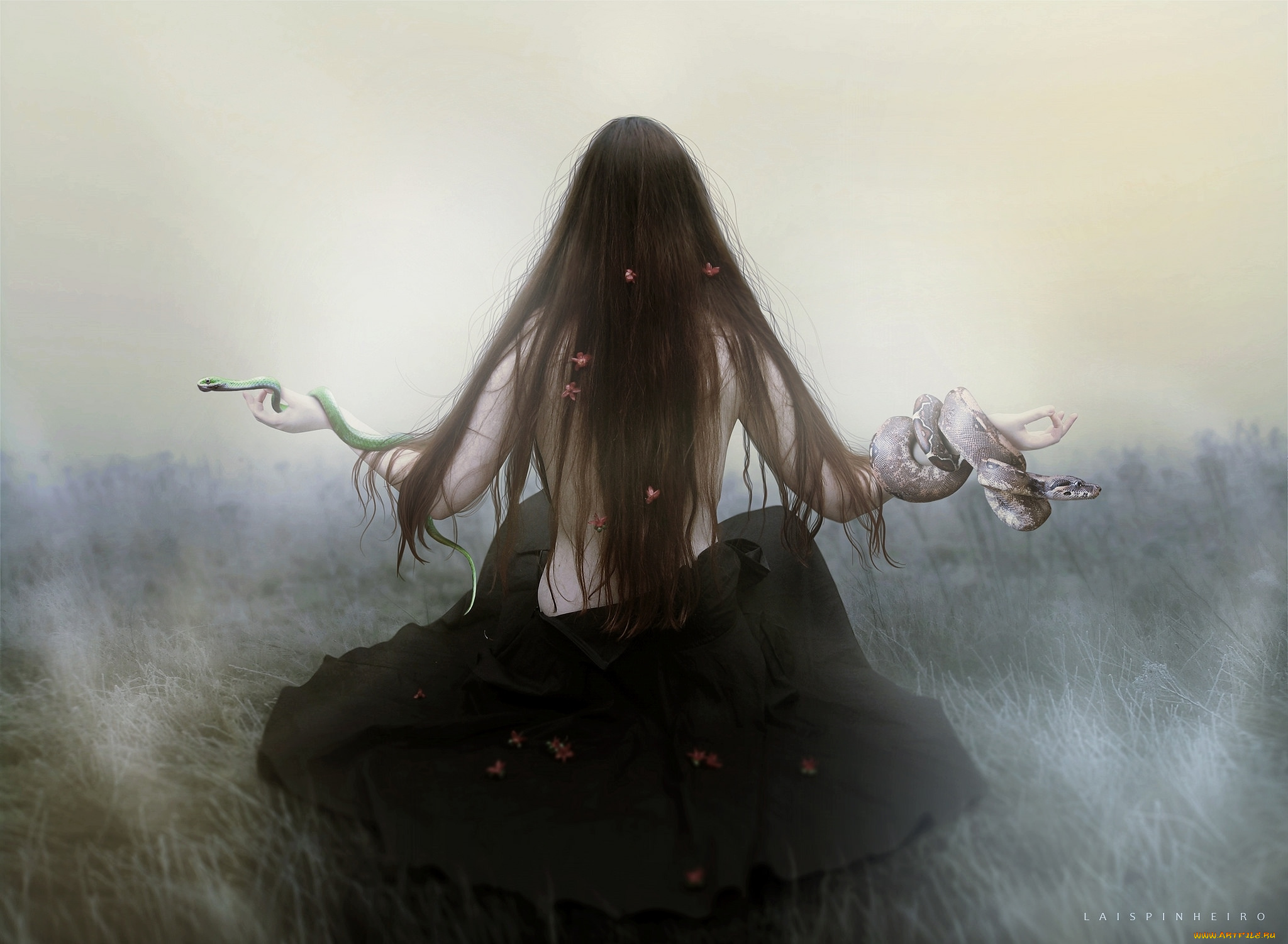 фэнтези, фотоарт, волосы, змеи