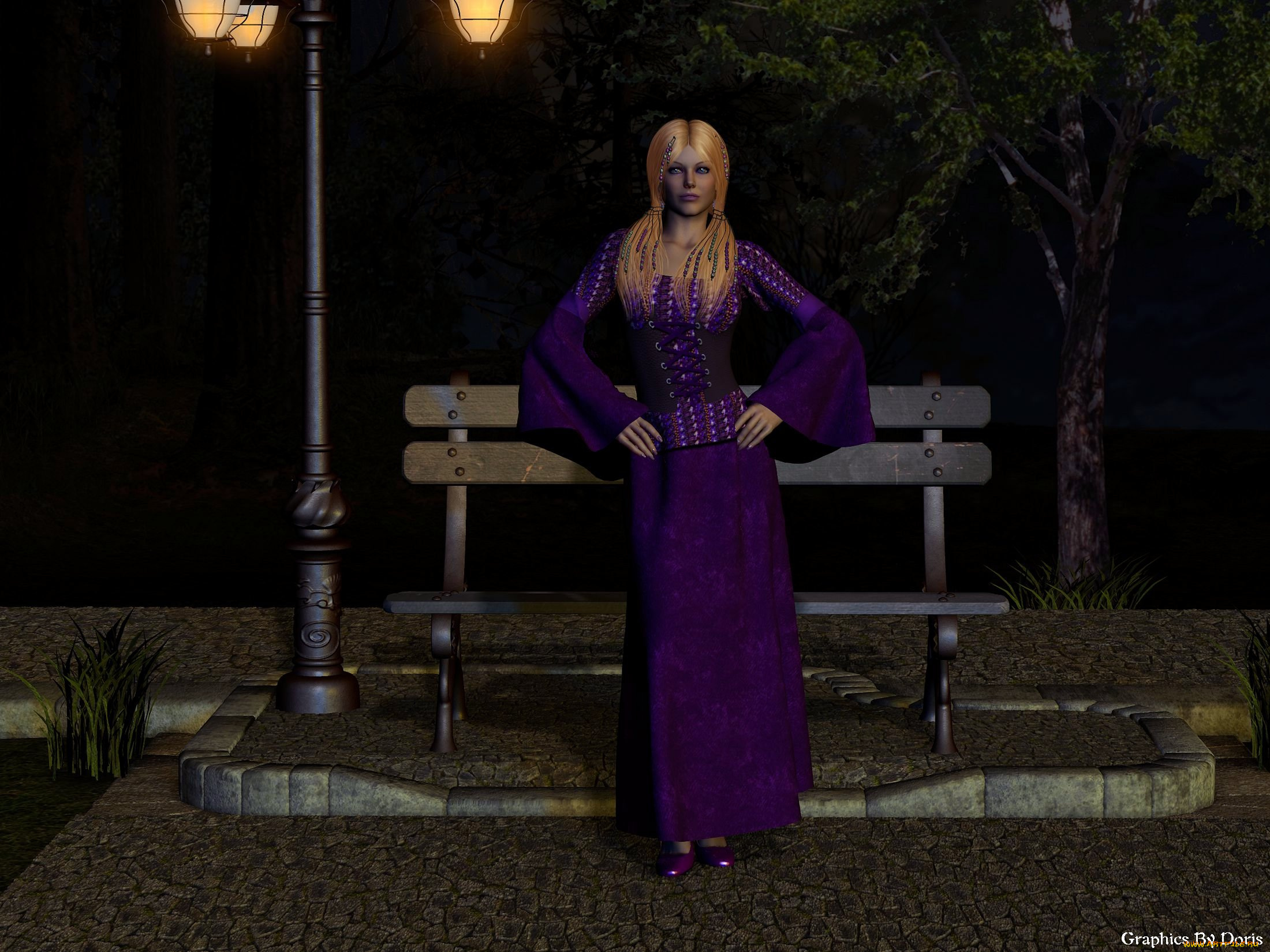 3д, графика, people, , люди, скамейка, девушка