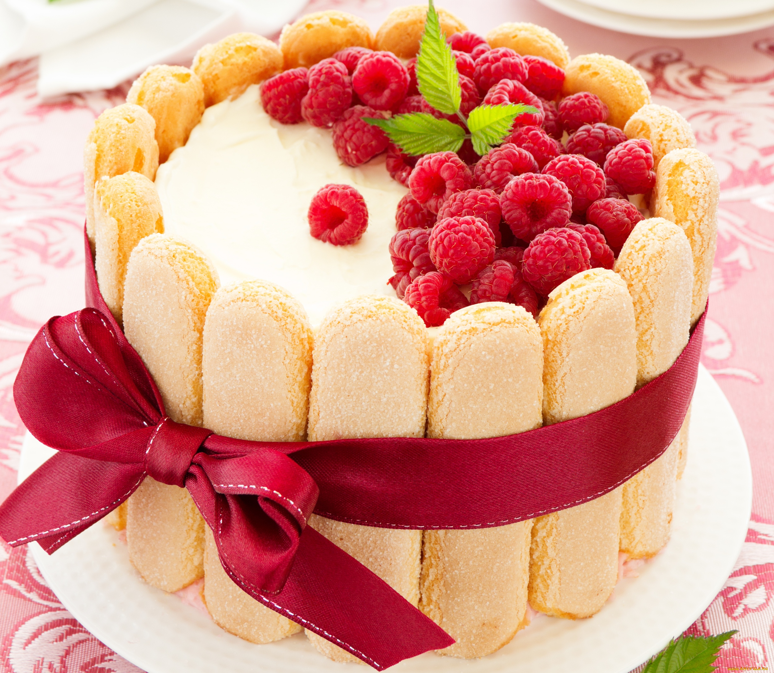 еда, торты, бант, малина