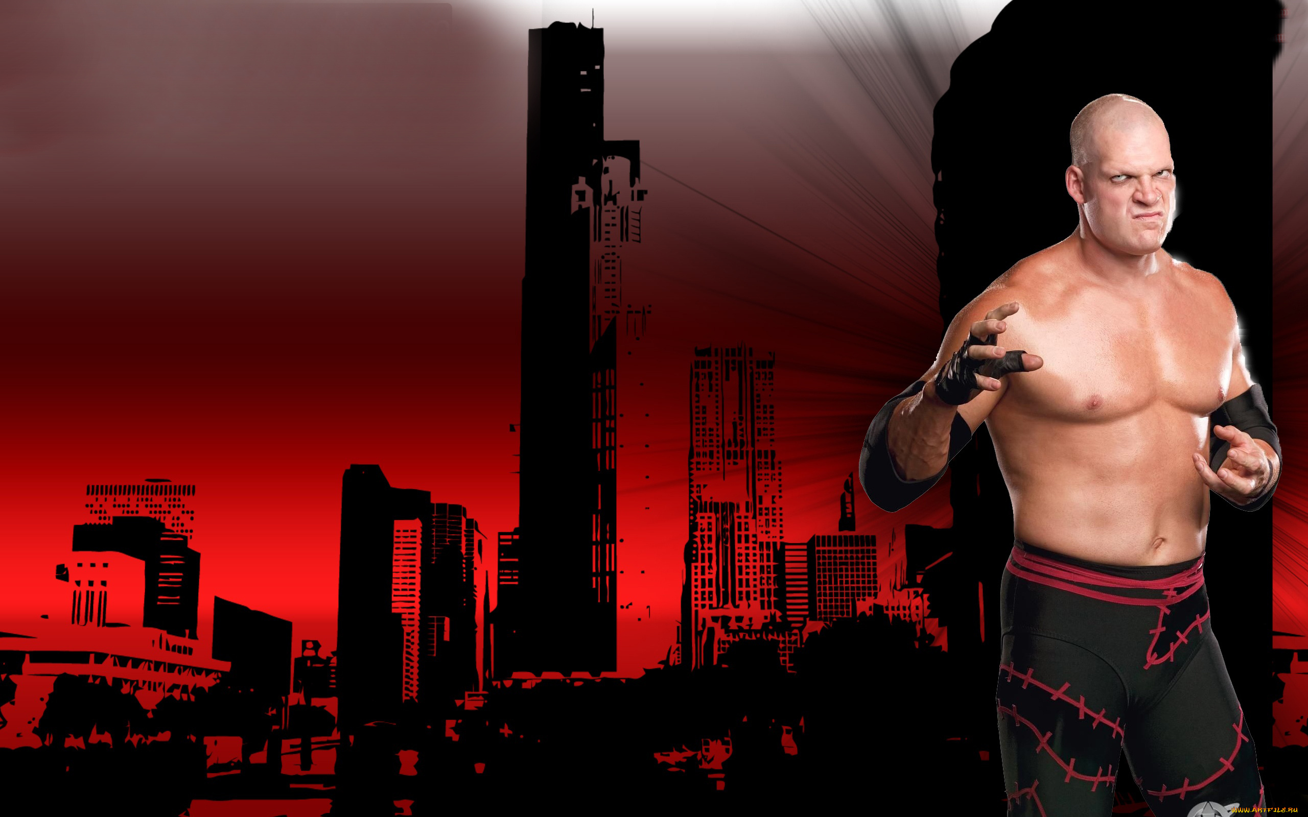 спорт, wwe, wrestling, kane, перчатки, налокотники, штаны, город