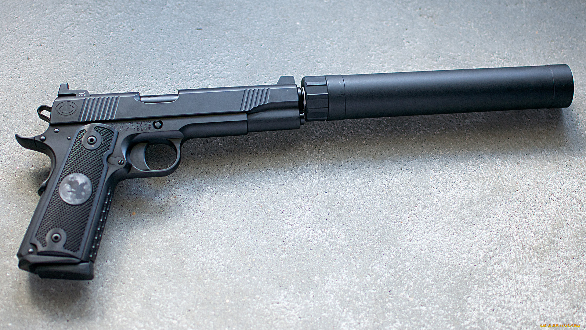 оружие, пистолеты, с, глушителемглушители, pistol
