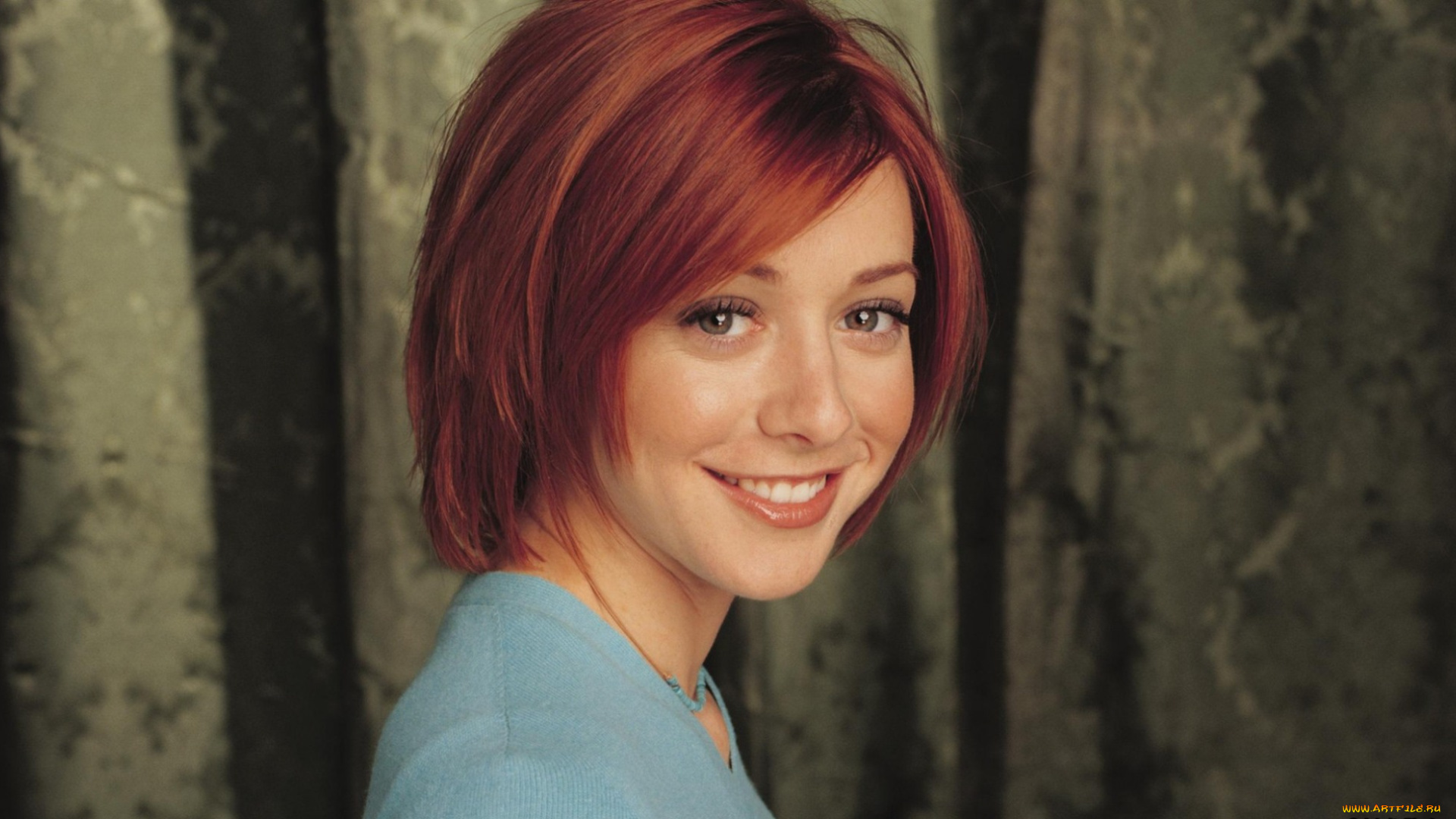 девушки, alyson, hannigan, элисон, ханиган, рыжая, улыбка, свитер, лицо, актриса