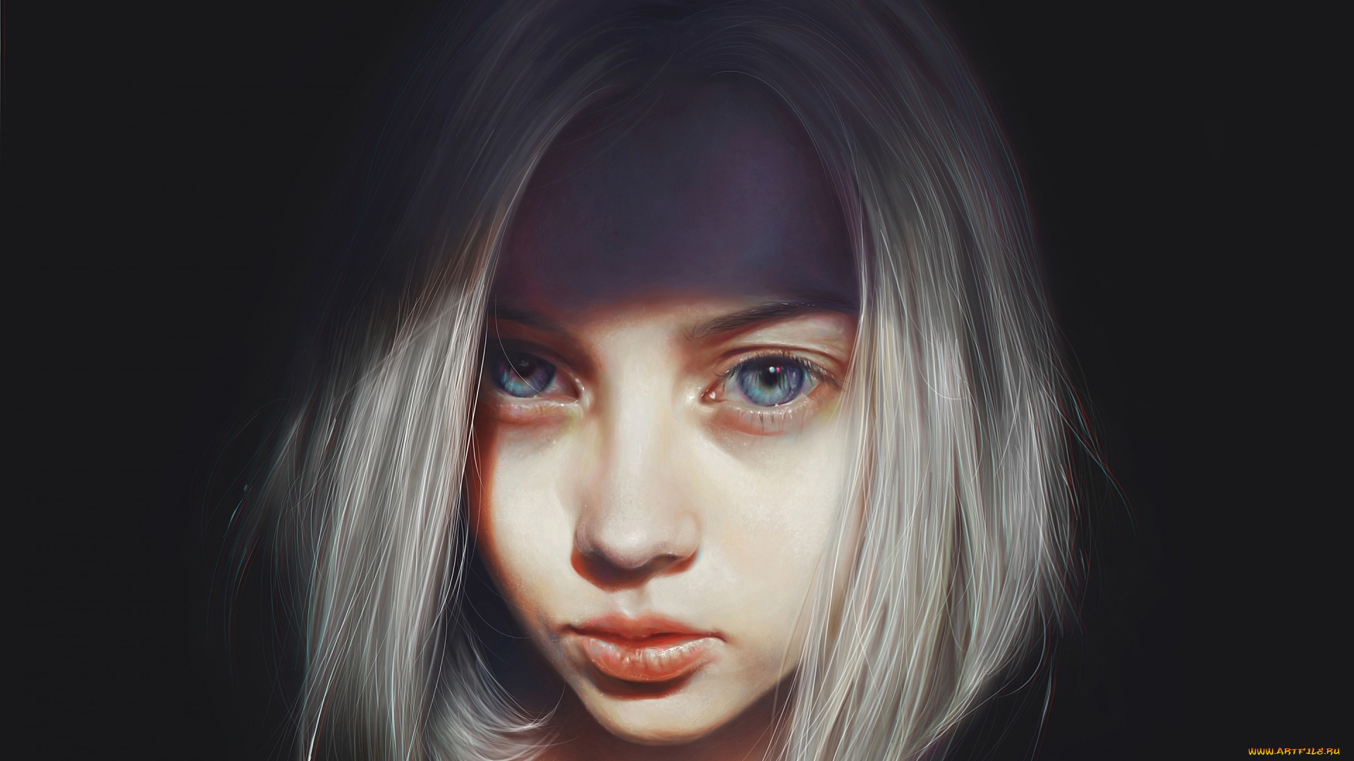 рисованное, люди, девушка, лицо, арт, глаза, взгляд, настроение, темно, волосы, губы, красота