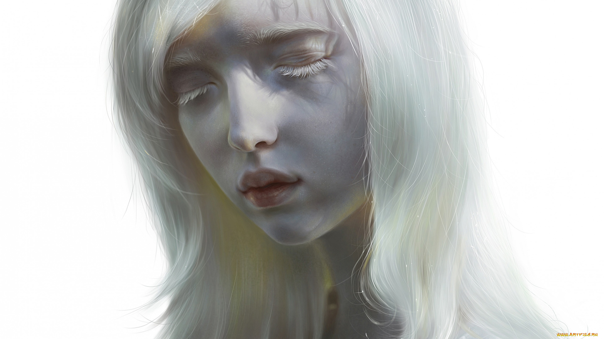 рисованное, люди, лицо, губы, волосы, арт, альбинос, девушка, белая