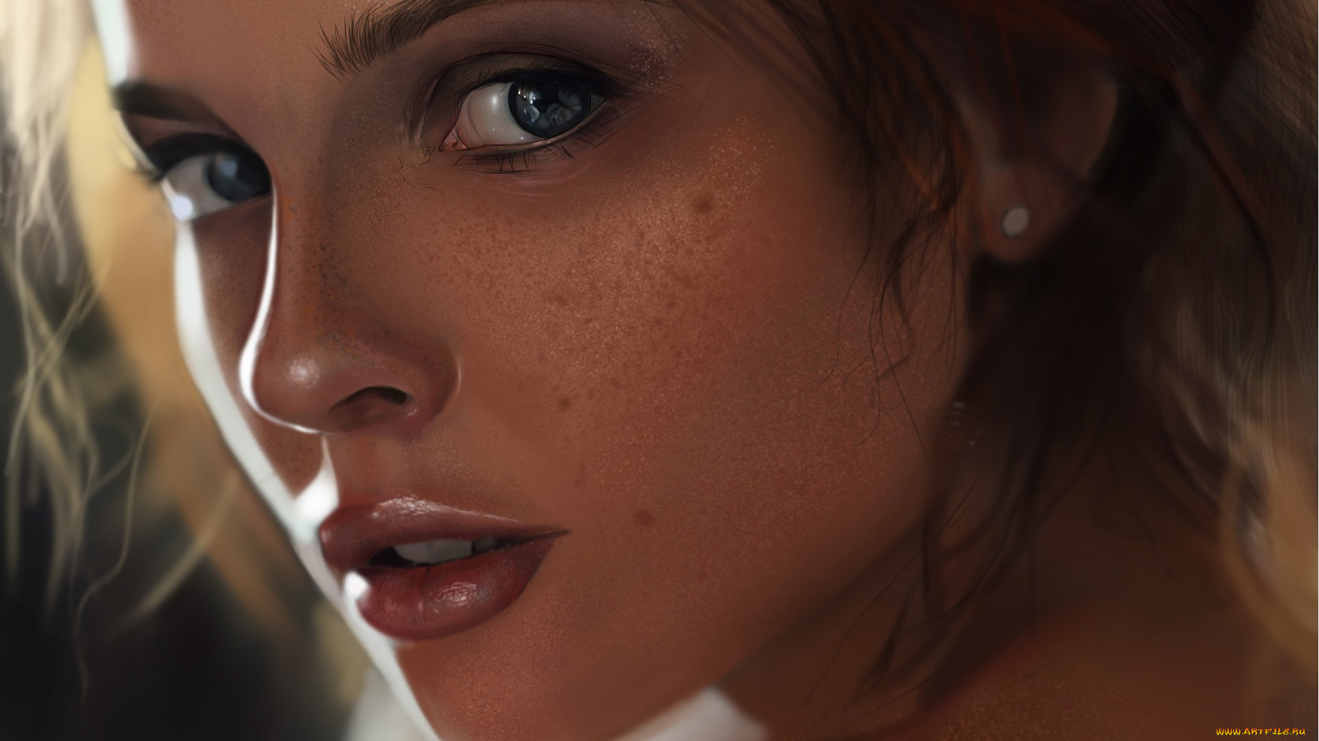 рисованное, люди, лицо, взгляд, арт, девушка